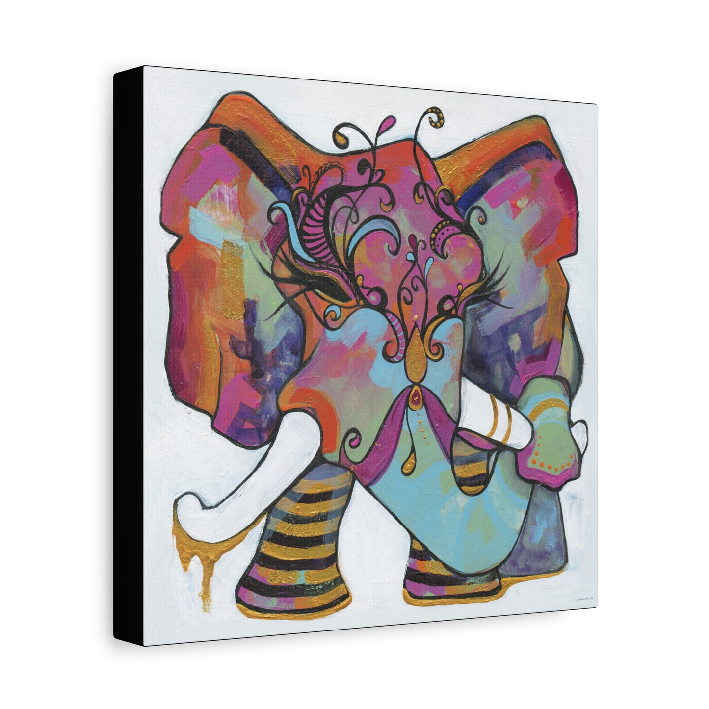 "Masquerade Elephant" Unframed Canvas Black Edge Reproduction by Zabrina Fine Art