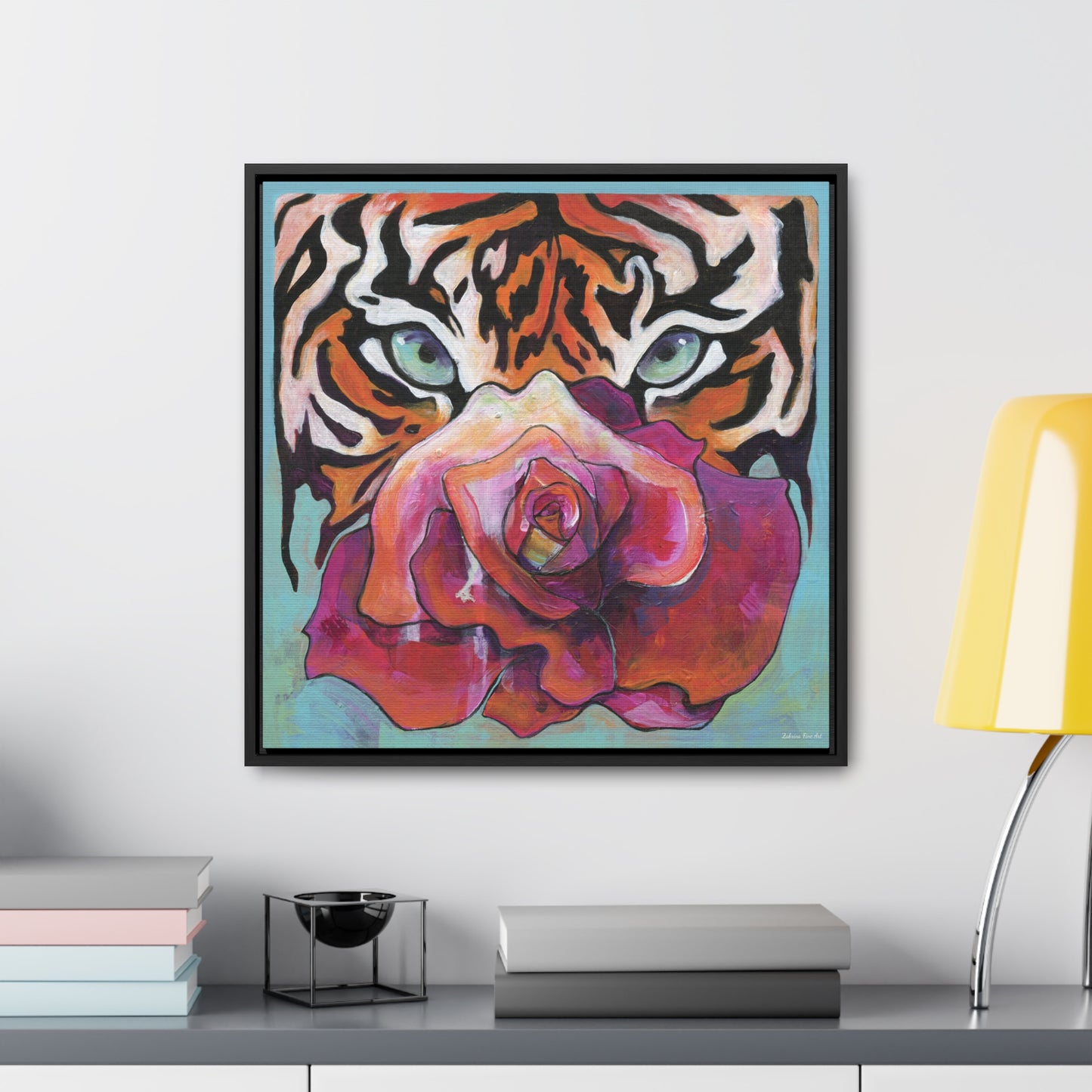 "Tiger Rose" Framed Canvas Fine Art Reproduction by Zabrina Fine Art