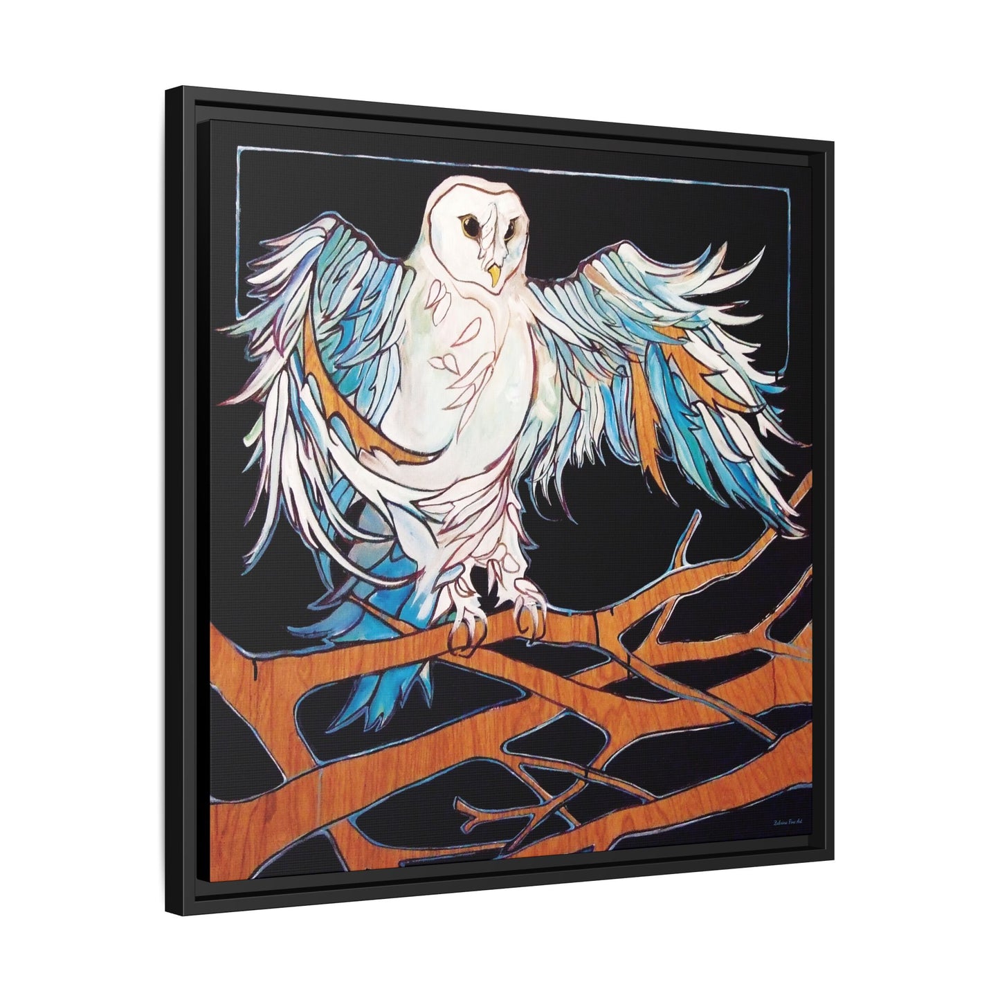 "Blue Owl" Framed Canvas Fine Art Reproduction by Zabrina Fine Art