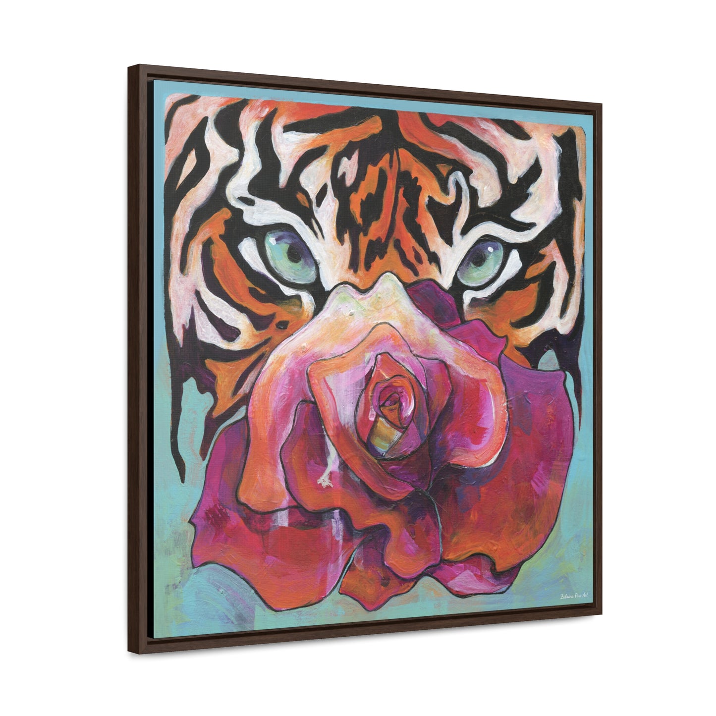 "Tiger Rose" Framed Canvas Fine Art Reproduction by Zabrina Fine Art