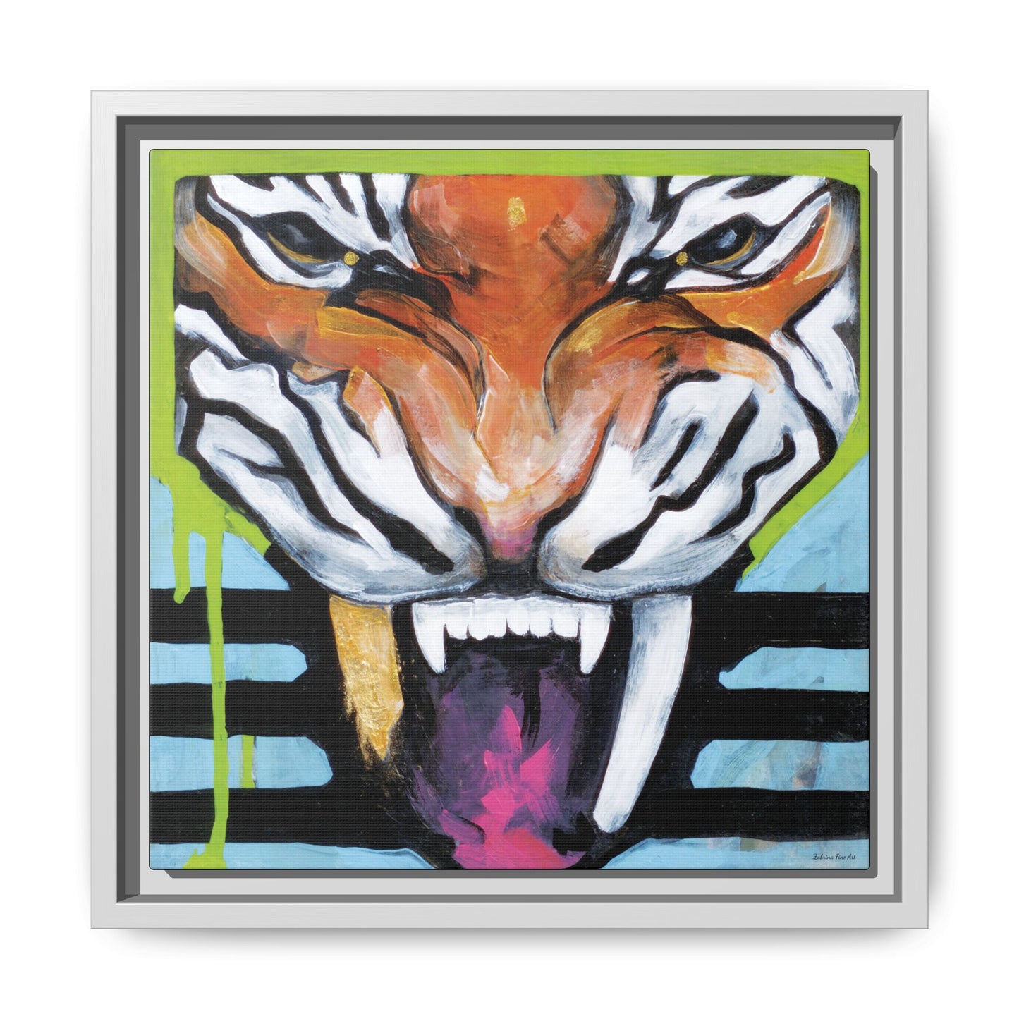 "Tiger Fang" Framed Canvas Fine Art Reproduction by Zabrina Fine Art