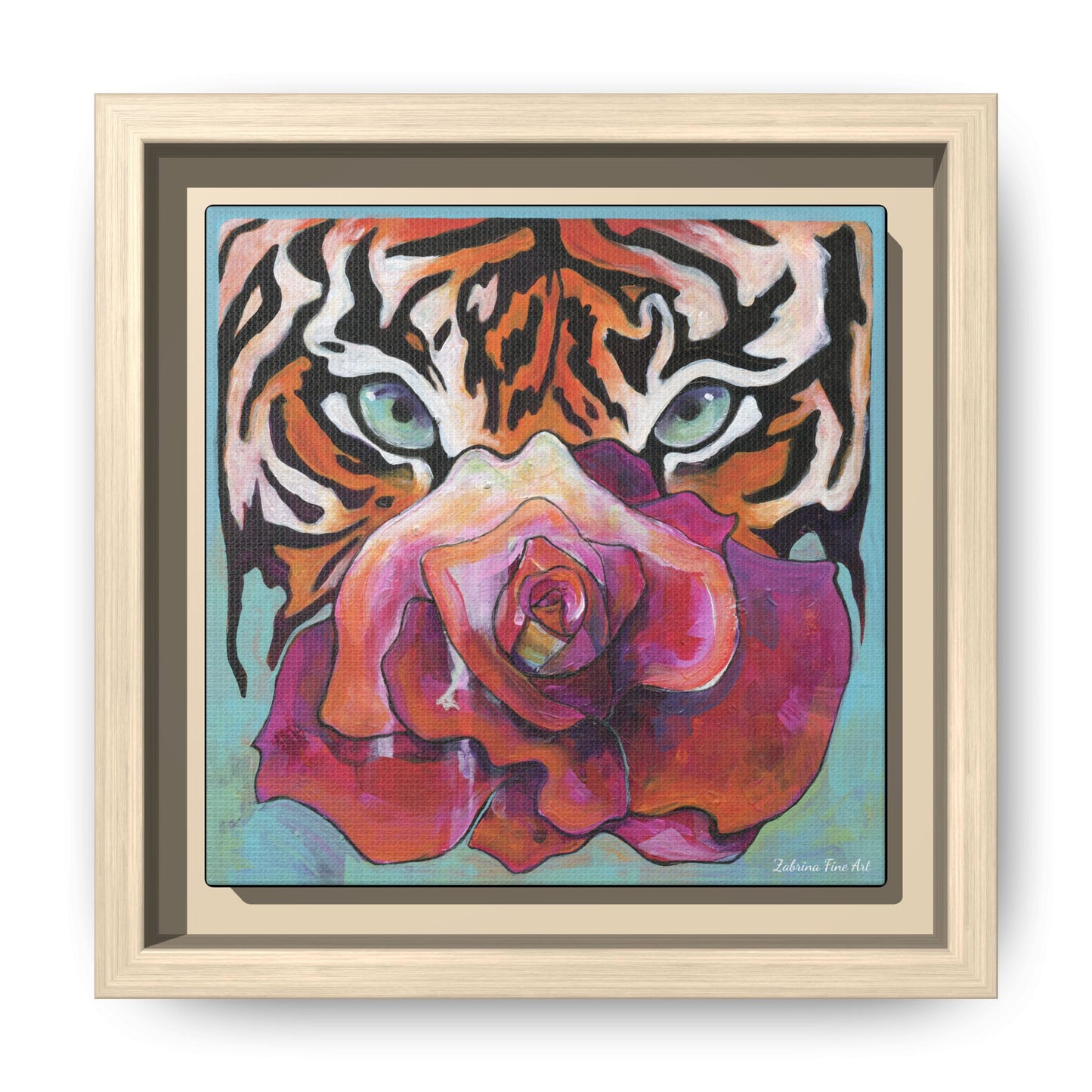 "Tiger Rose" Framed Canvas Fine Art Reproduction by Zabrina Fine Art