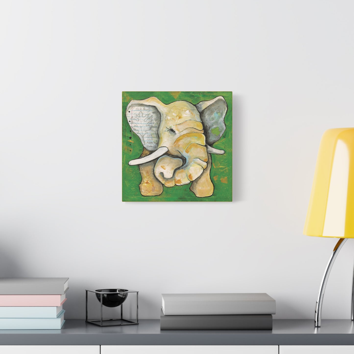 "Oak Leaf Elephant" Unframed Canvas Yellow Edge Reproduction by Zabrina Fine Art