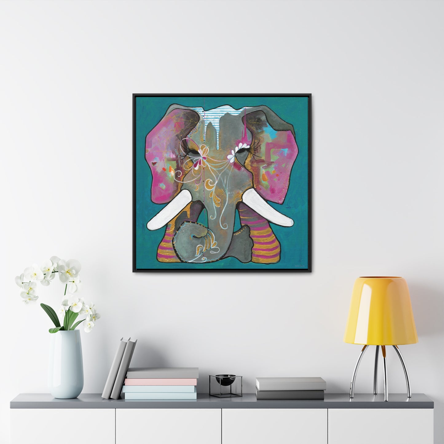 "Romeo Elephant" Framed Canvas Fine Art Reproduction by Zabrina Fine Art