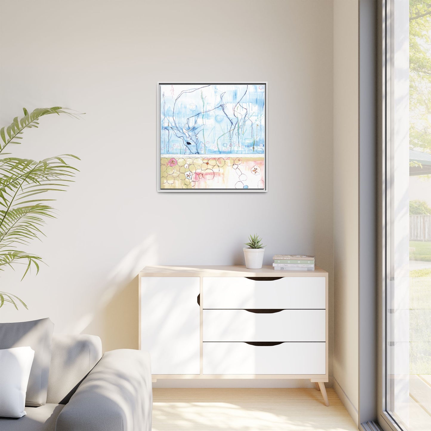 "One Antler Deer" Framed Canvas Fine Art Reproduction by Zabrina Fine Art