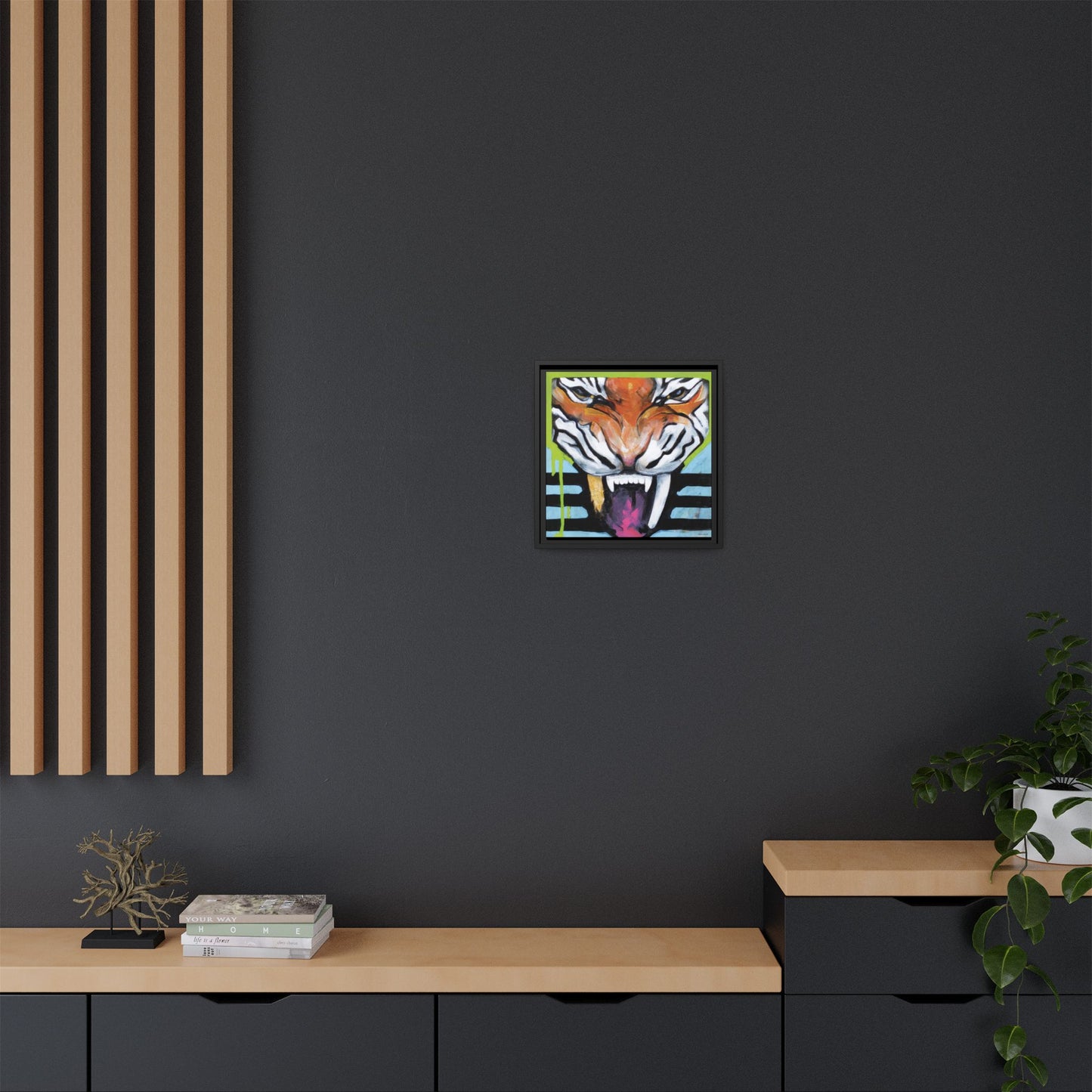 "Tiger Fang" Framed Canvas Fine Art Reproduction by Zabrina Fine Art