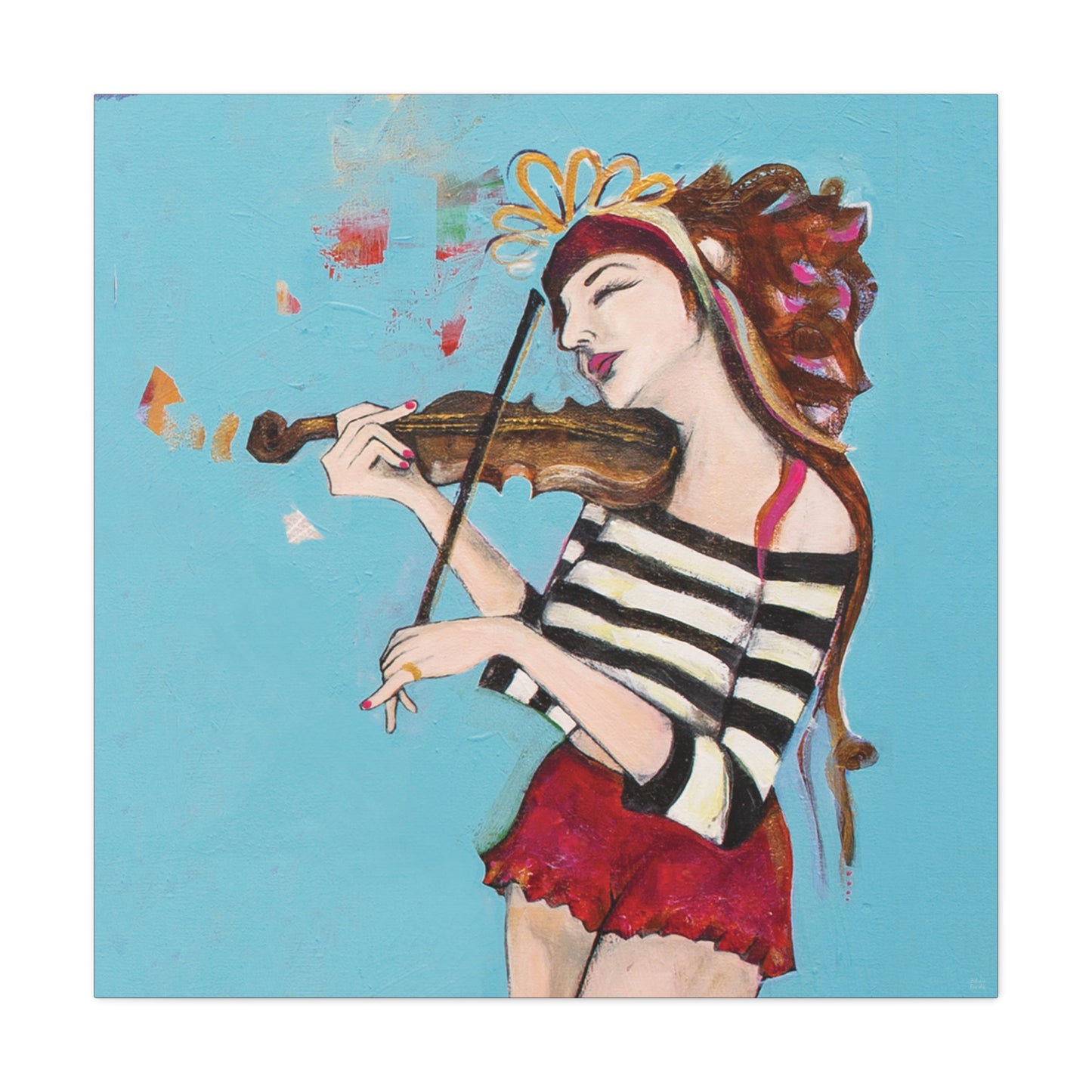 "The Violinist" Unframed Canvas Red Edge Reproduction by Zabrina Fine Art