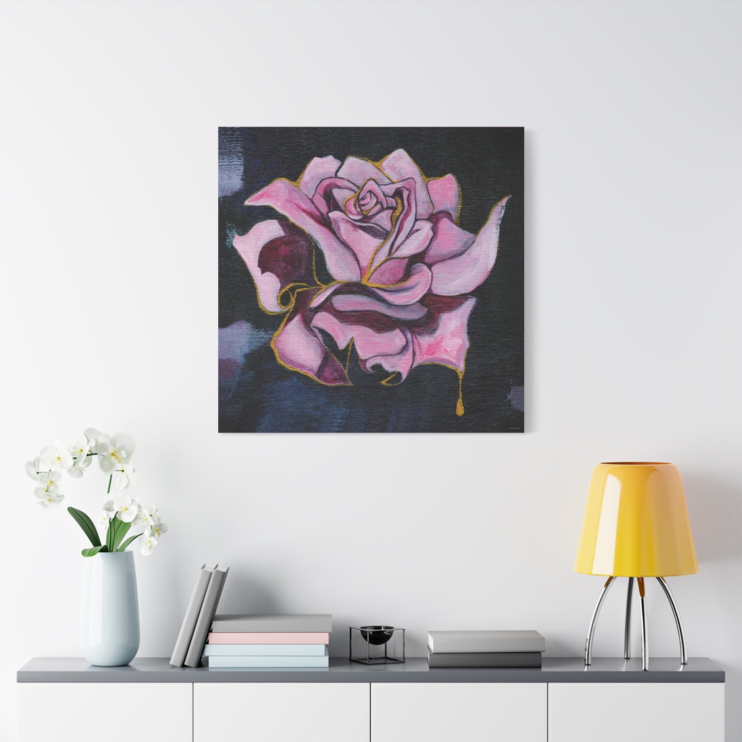 "Gilded Rose" Unframed Canvas Dusty Pink Edge Reproduction by Zabrina Fine Art