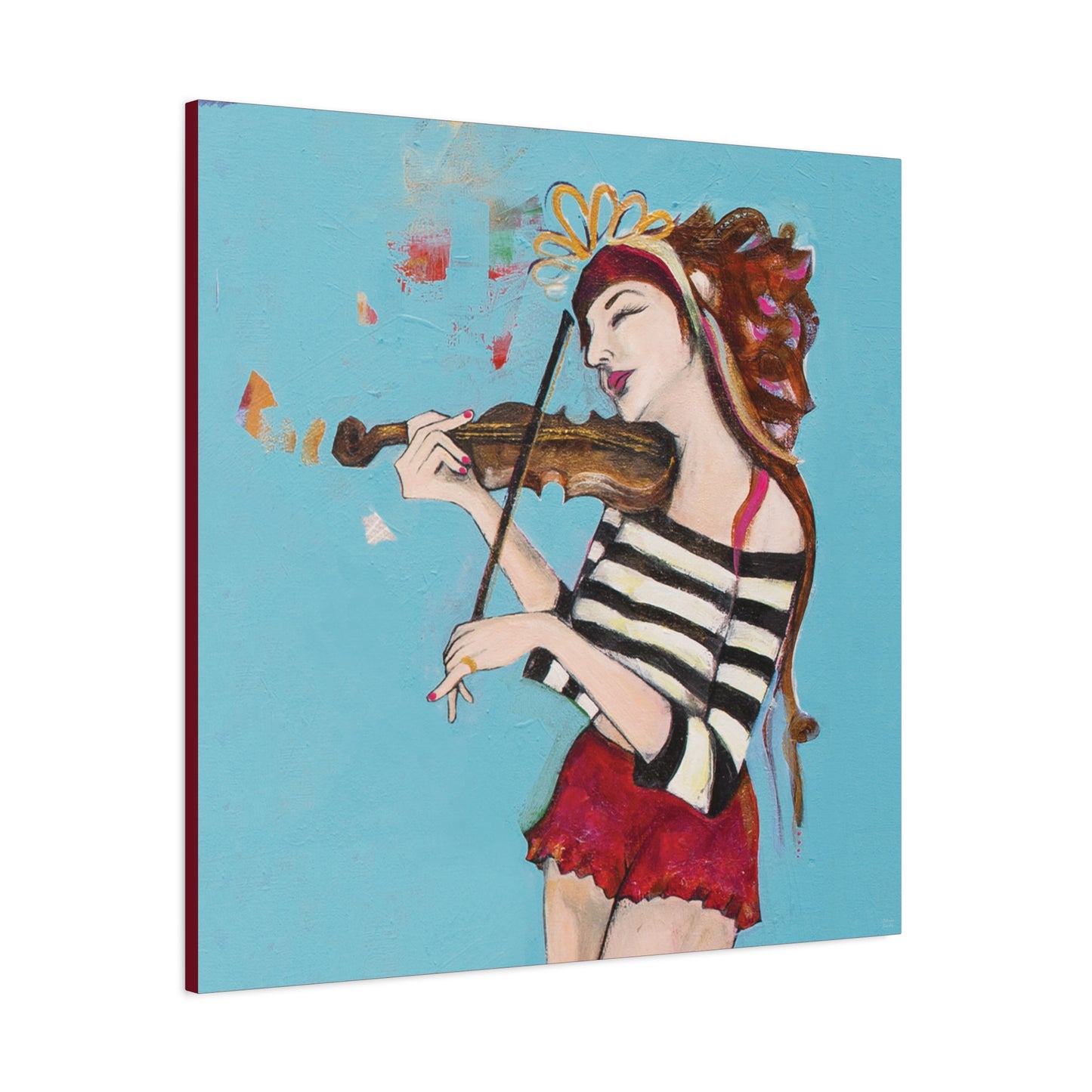 "The Violinist" Unframed Canvas Red Edge Reproduction by Zabrina Fine Art