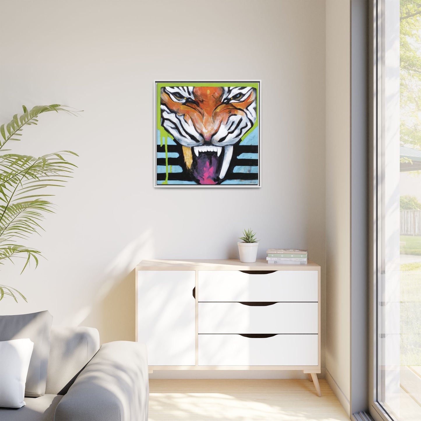 "Tiger Fang" Framed Canvas Fine Art Reproduction by Zabrina Fine Art