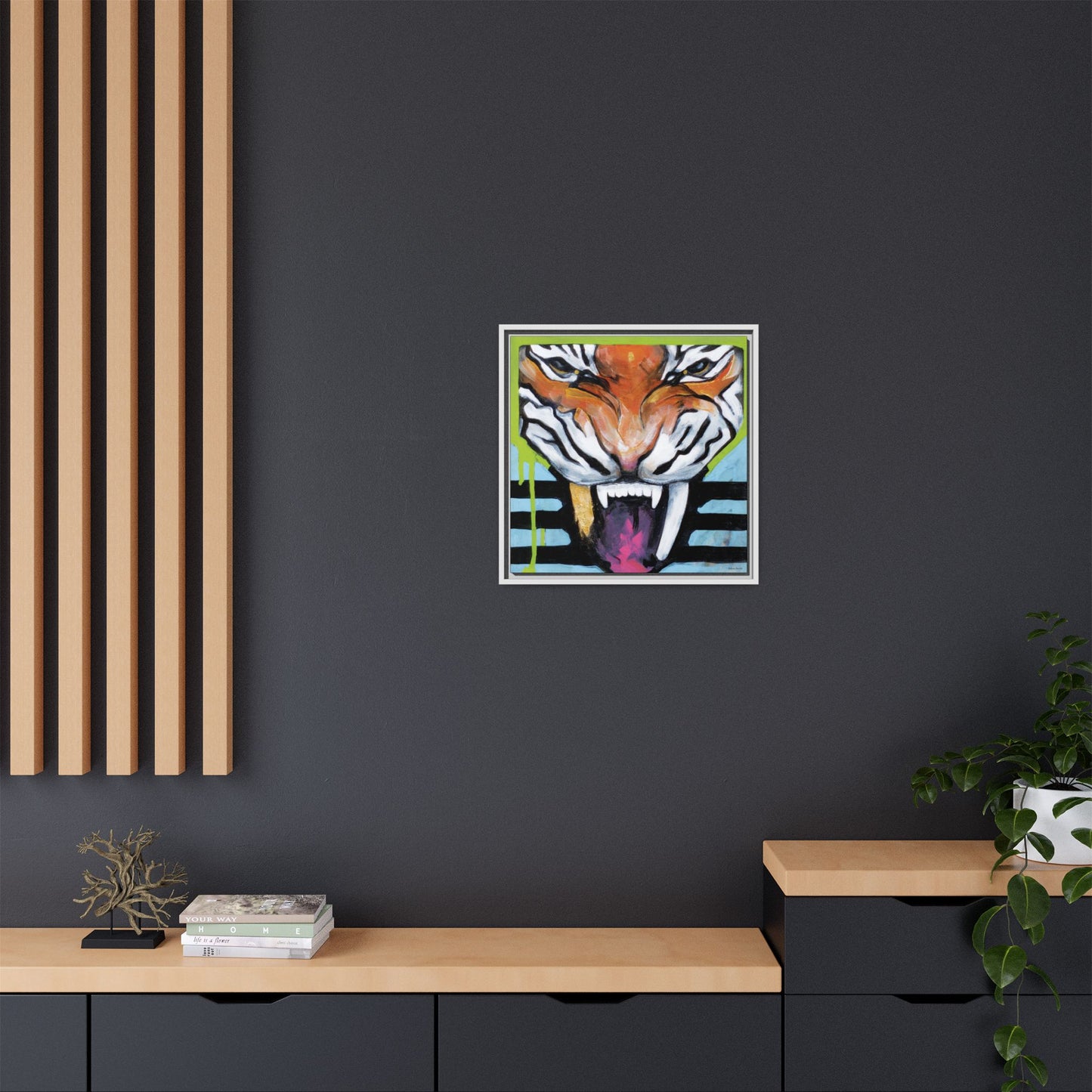 "Tiger Fang" Framed Canvas Fine Art Reproduction by Zabrina Fine Art