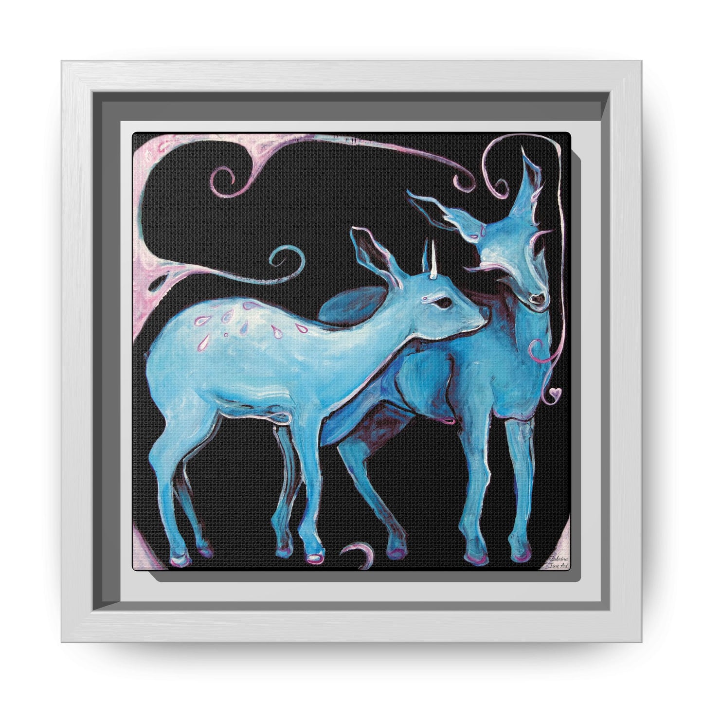 "Deer Love" Framed Canvas Fine Art Reproduction by Zabrina Fine Art