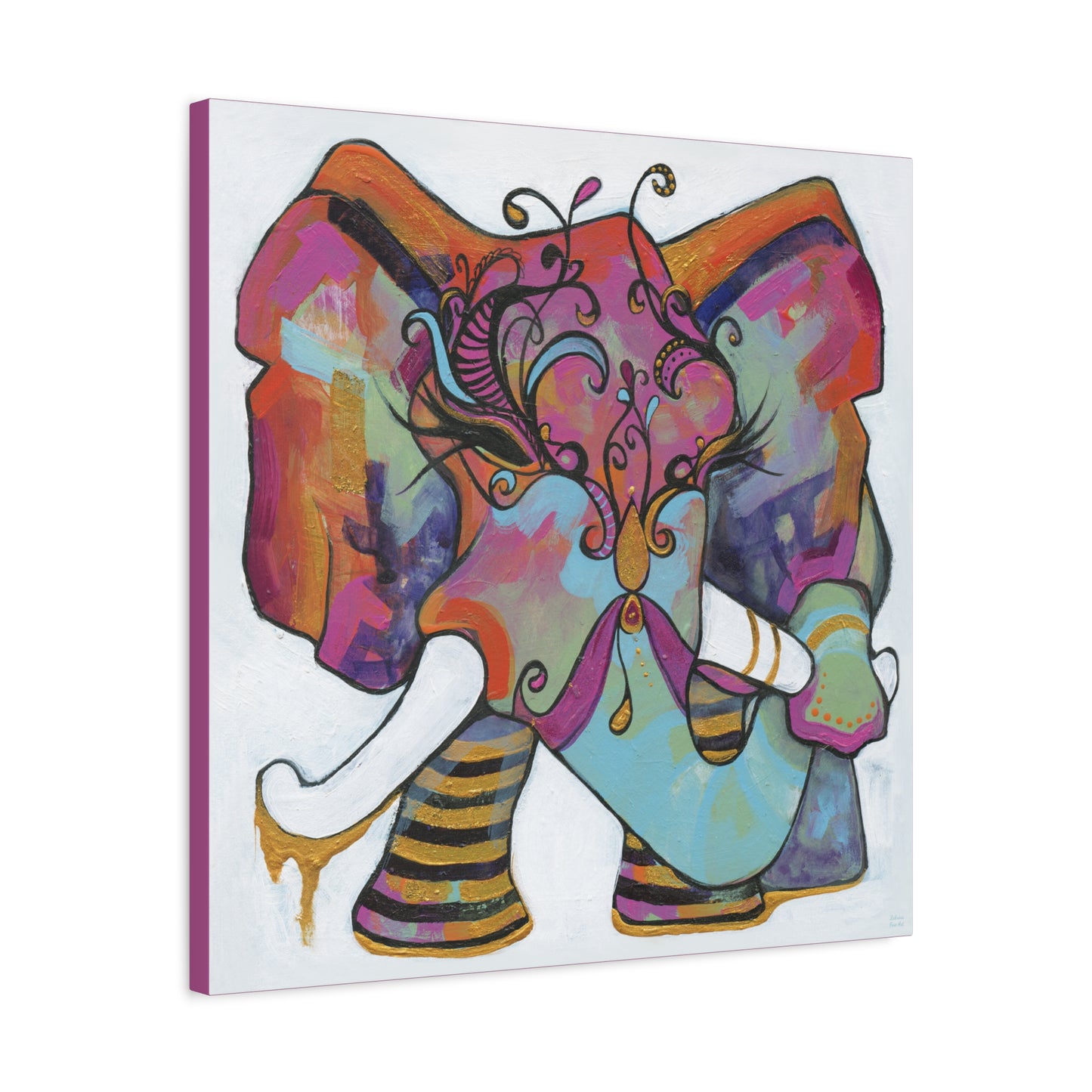 "Masquerade Elephant" Unframed Canvas Hot Pink Edge Reproduction by Zabrina Fine Art