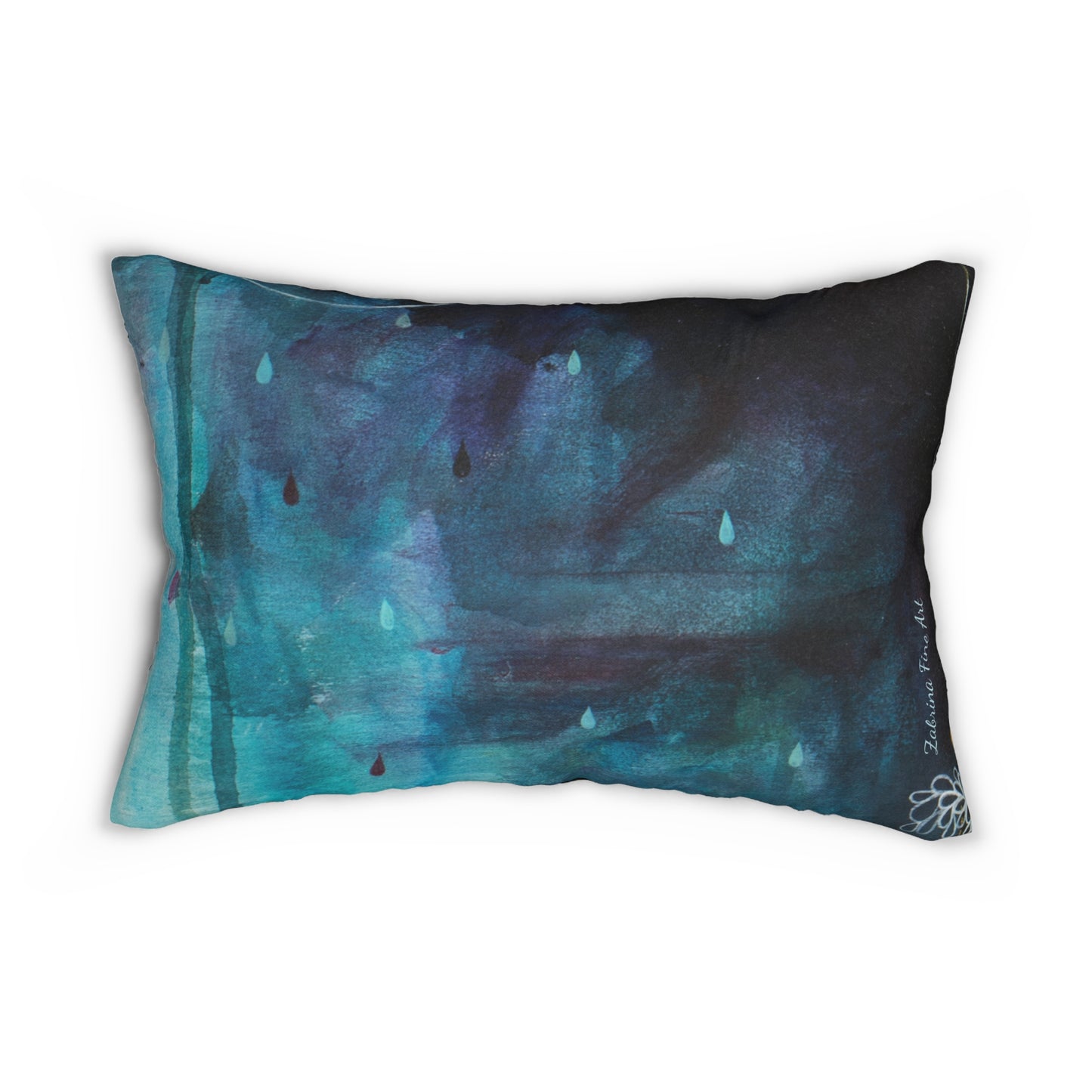 "Raindrops and Roses" Throw Pillow on Black by Zabrina Fine Art