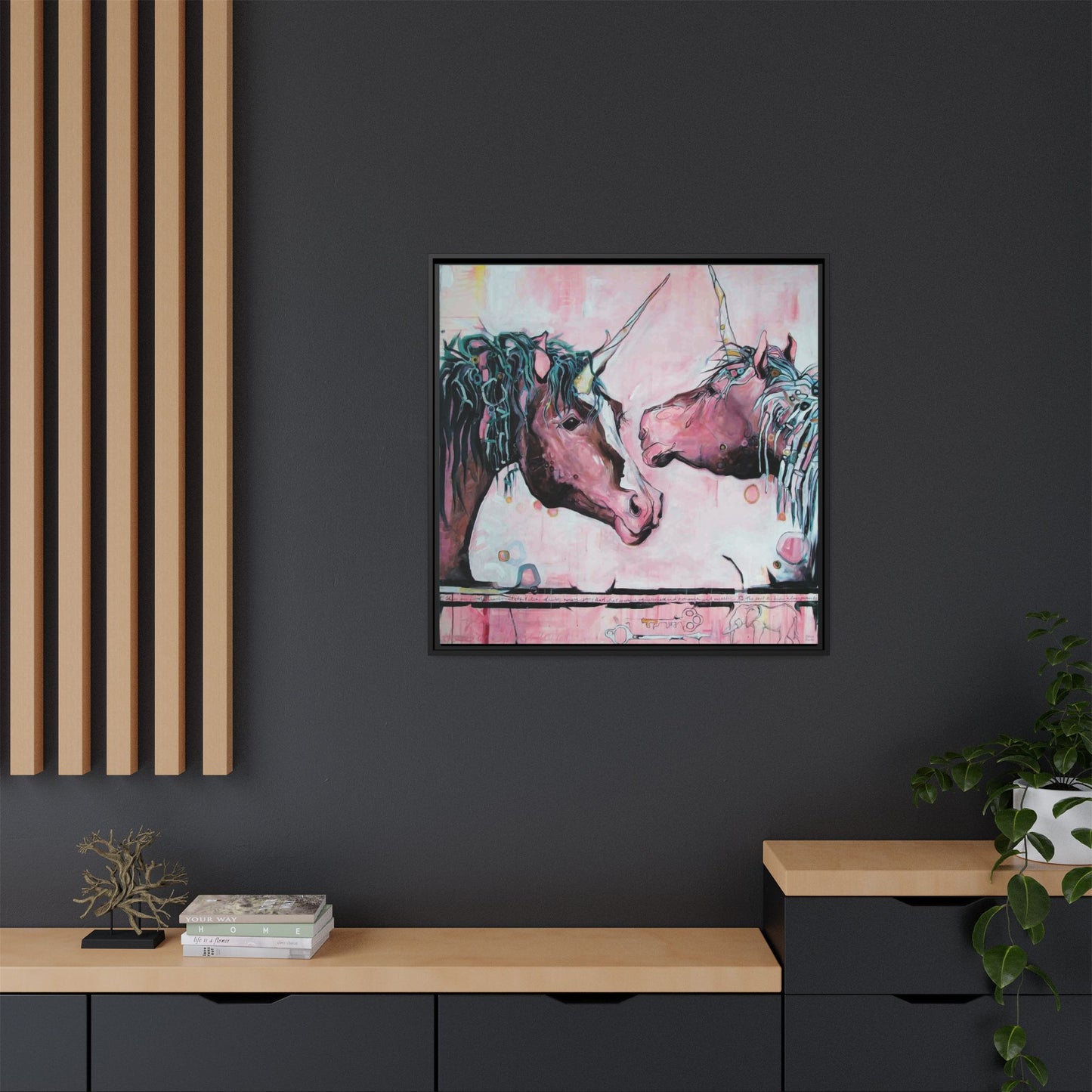 "Unicorns Are Real" Framed Canvas Fine Art Reproduction by Zabrina Fine Art