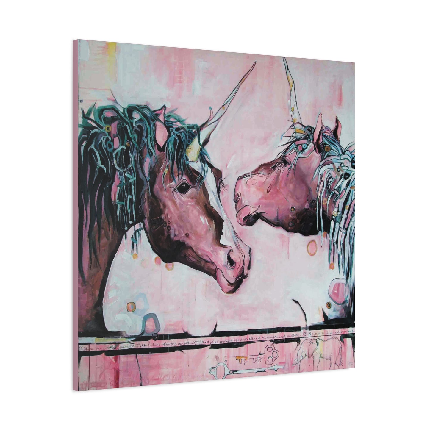 "Unicorns Are Real" Unframed Canvas Pink Edge Reproduction by Zabrina Fine Art