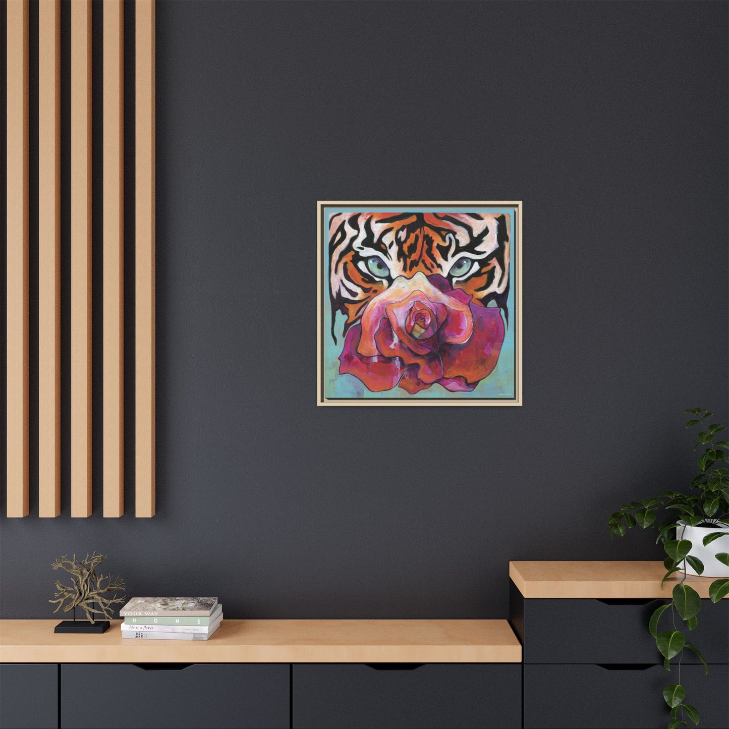 "Tiger Rose" Framed Canvas Fine Art Reproduction by Zabrina Fine Art