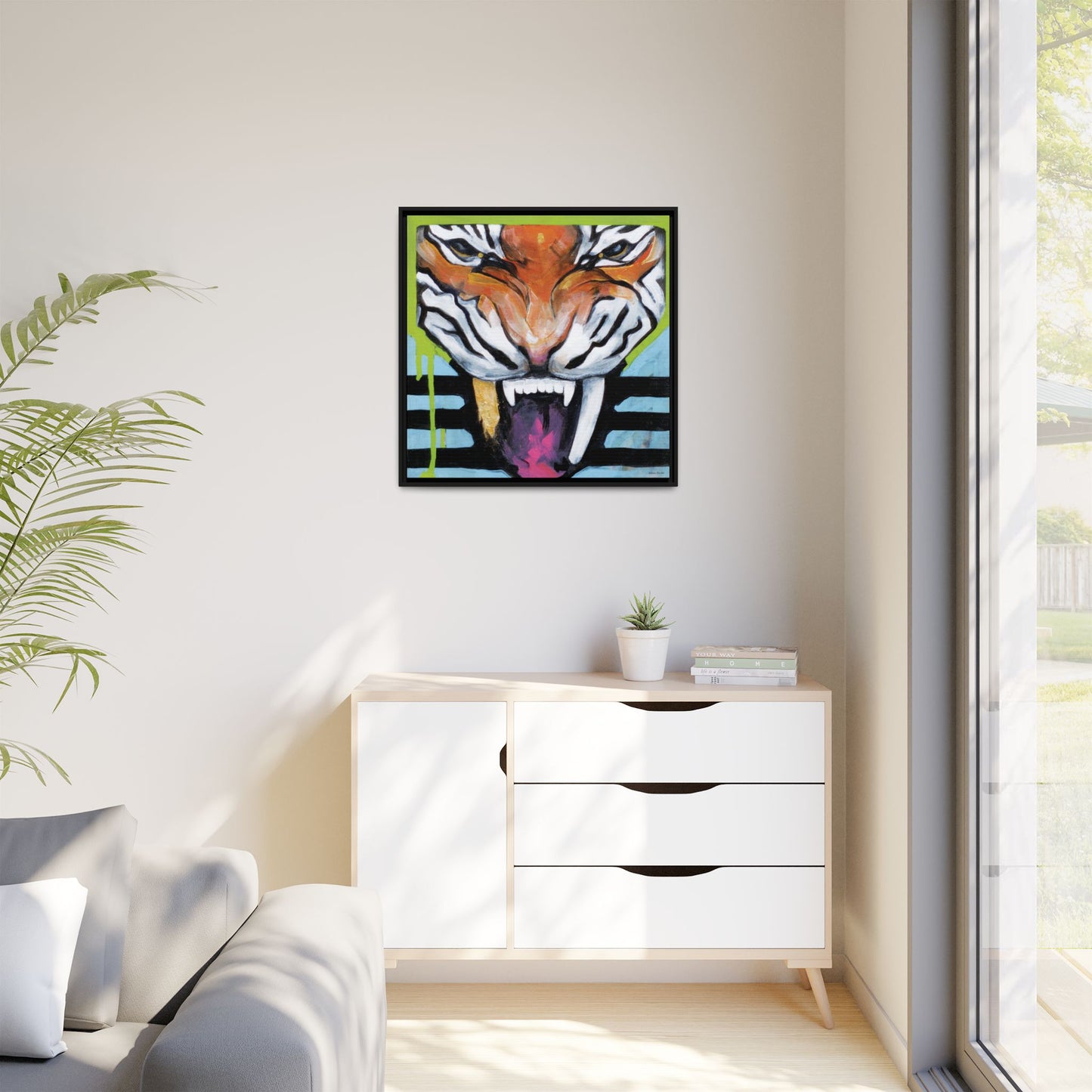 "Tiger Fang" Framed Canvas Fine Art Reproduction by Zabrina Fine Art