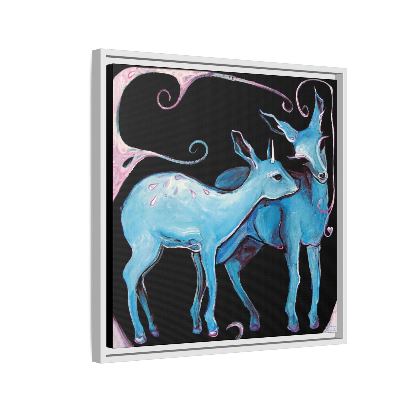 "Deer Love" Framed Canvas Fine Art Reproduction by Zabrina Fine Art