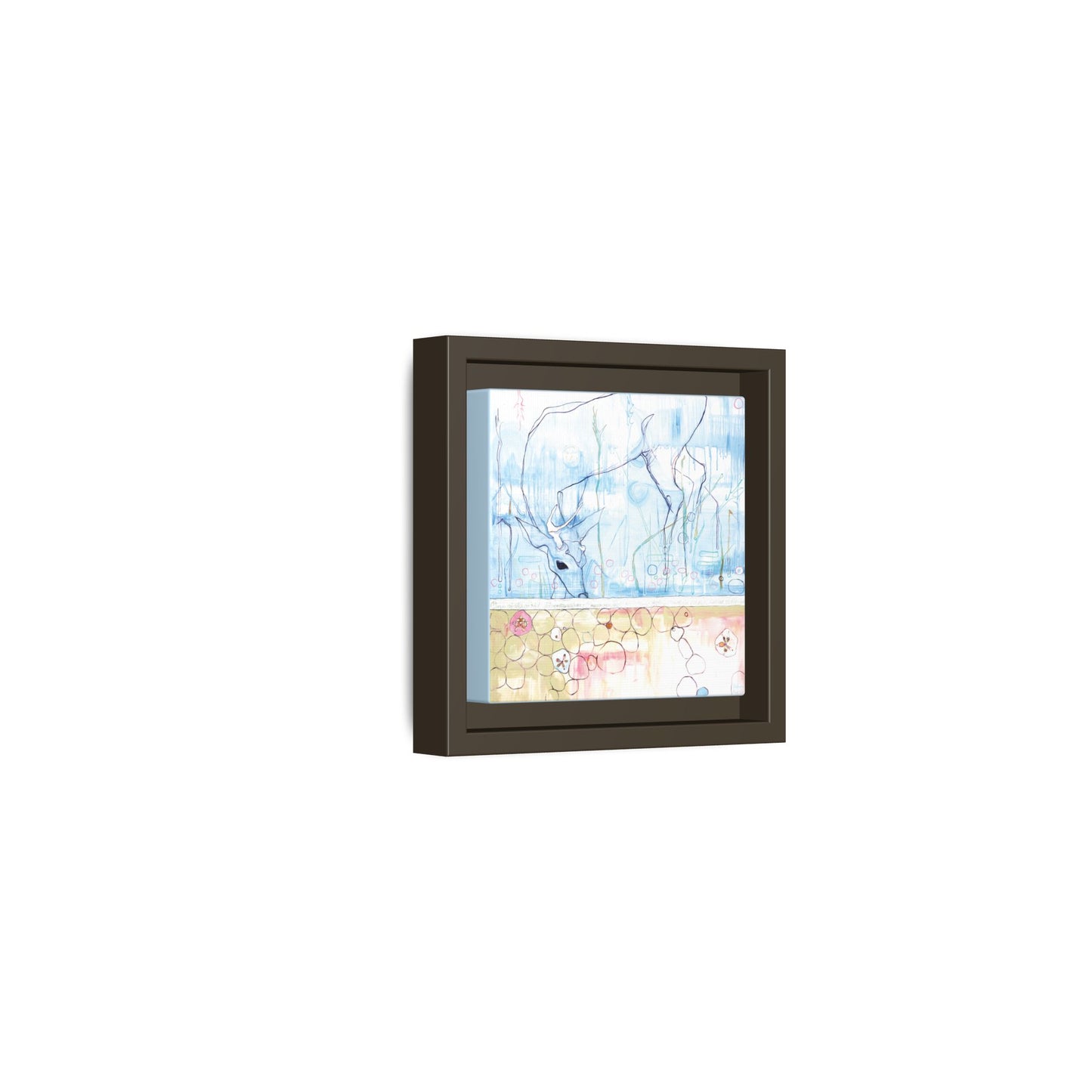 "One Antler Deer" Framed Canvas Fine Art Reproduction by Zabrina Fine Art