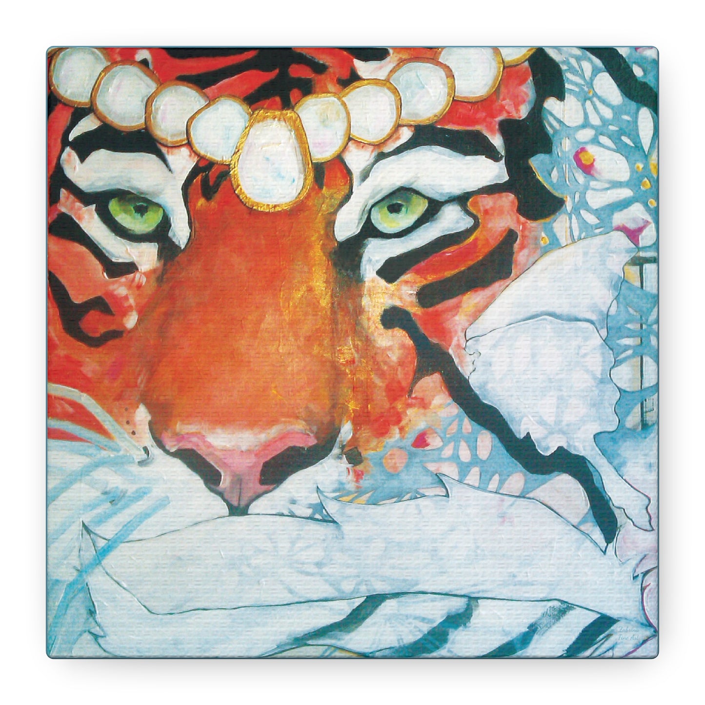 "Tigress" Unframed Canvas Fountain Blue Edge Reproduction by Zabrina Fine Art