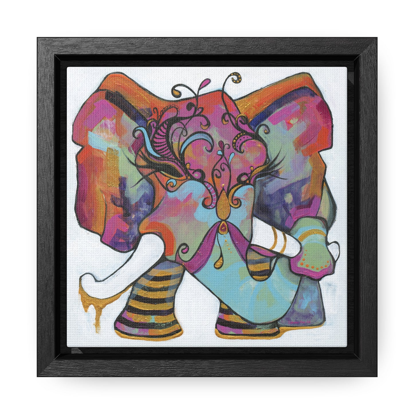 "Masquerade Elephant" Framed Canvas Fine Art Reproduction by Zabrina Fine Art