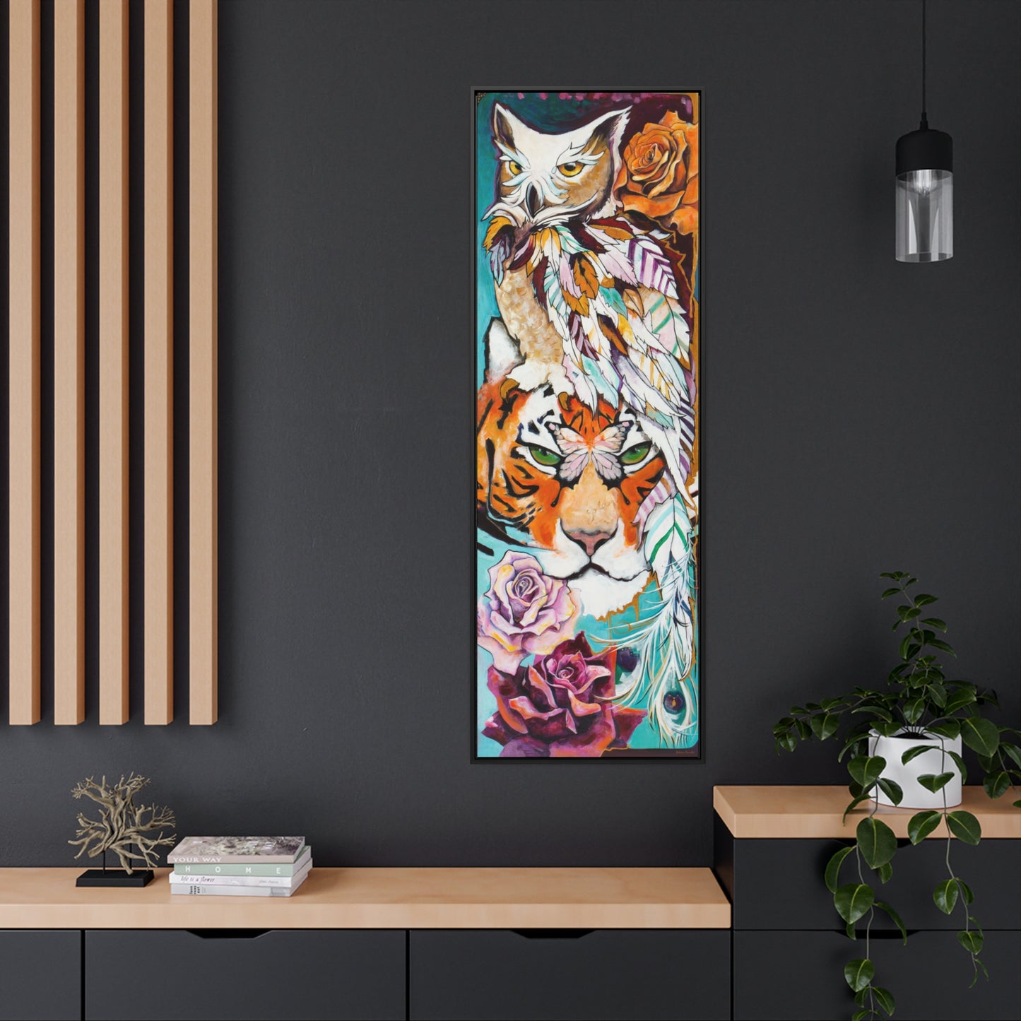 "Owl and Pussycat" Framed Canvas Fine Art Reproduction by Zabrina Fine Art