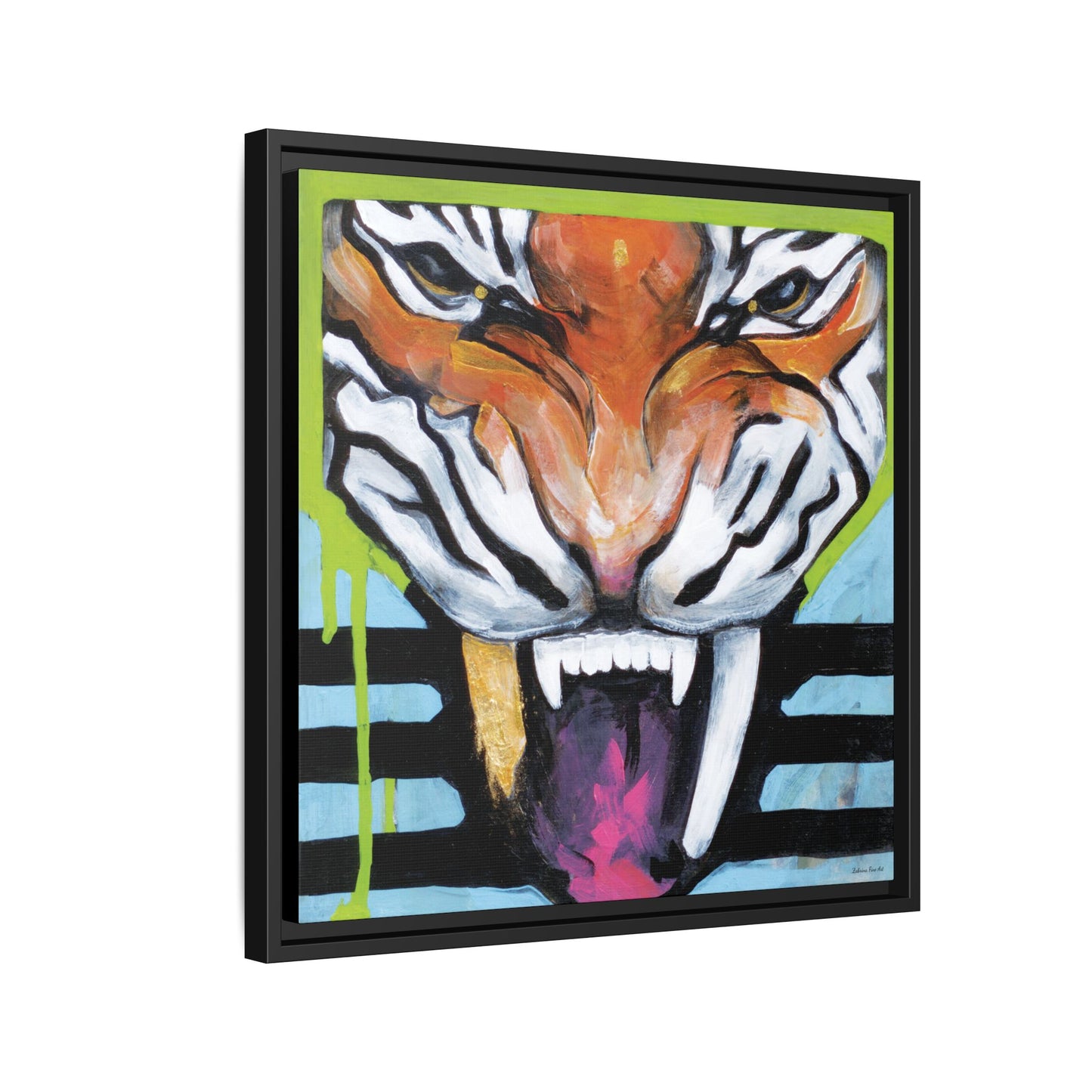 "Tiger Fang" Framed Canvas Fine Art Reproduction by Zabrina Fine Art