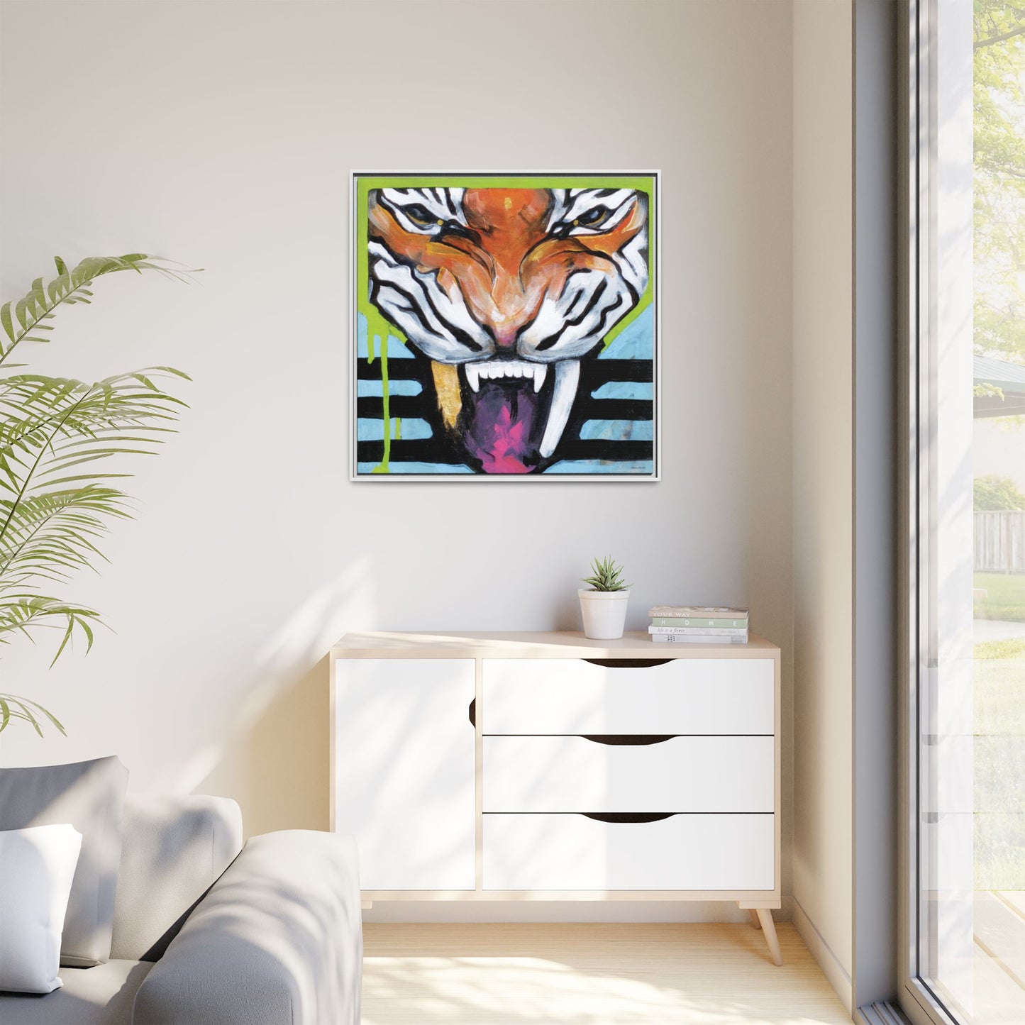 "Tiger Fang" Framed Canvas Fine Art Reproduction by Zabrina Fine Art