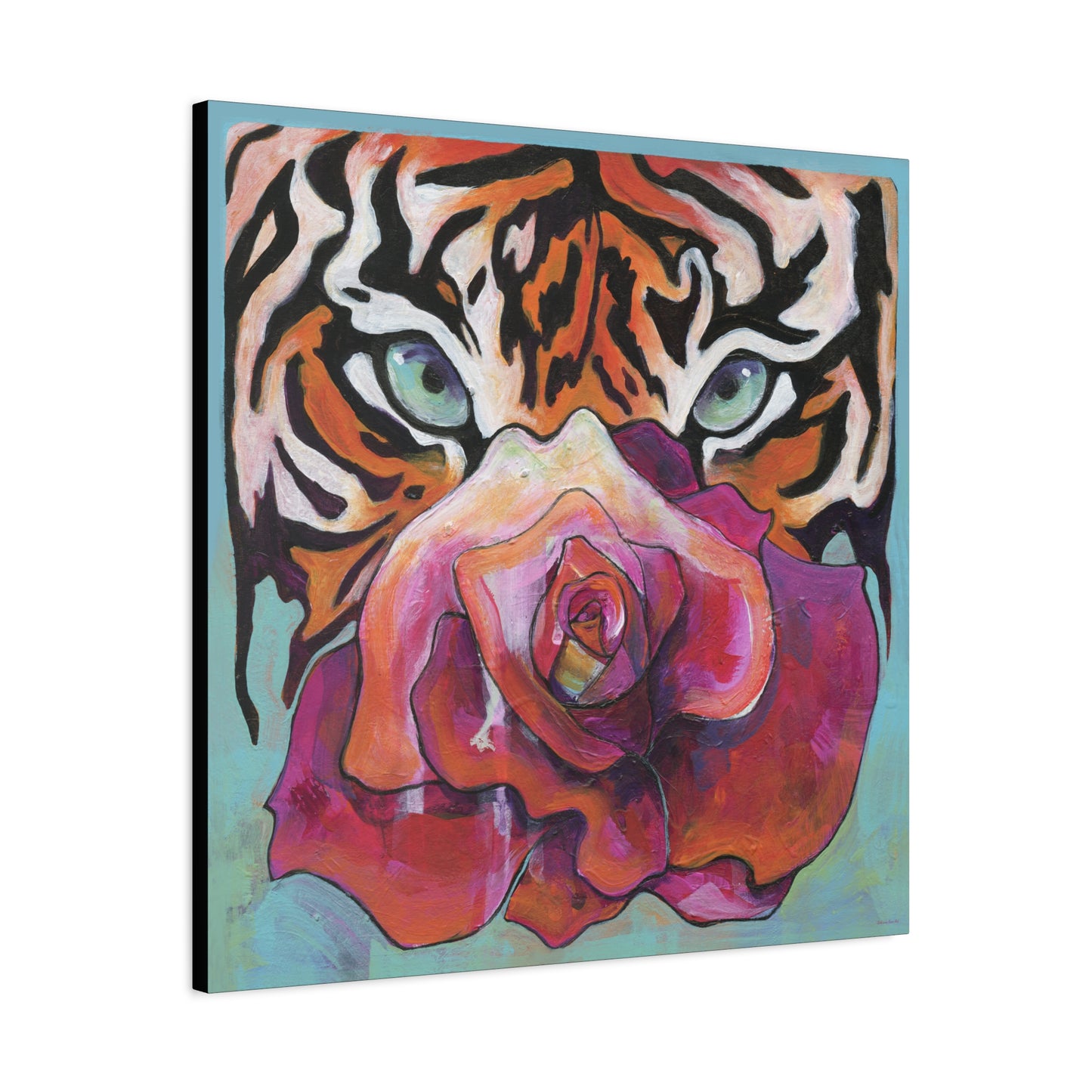 "Tiger Rose" Unframed Canvas Black Edge Reproduction by Zabrina Fine Art