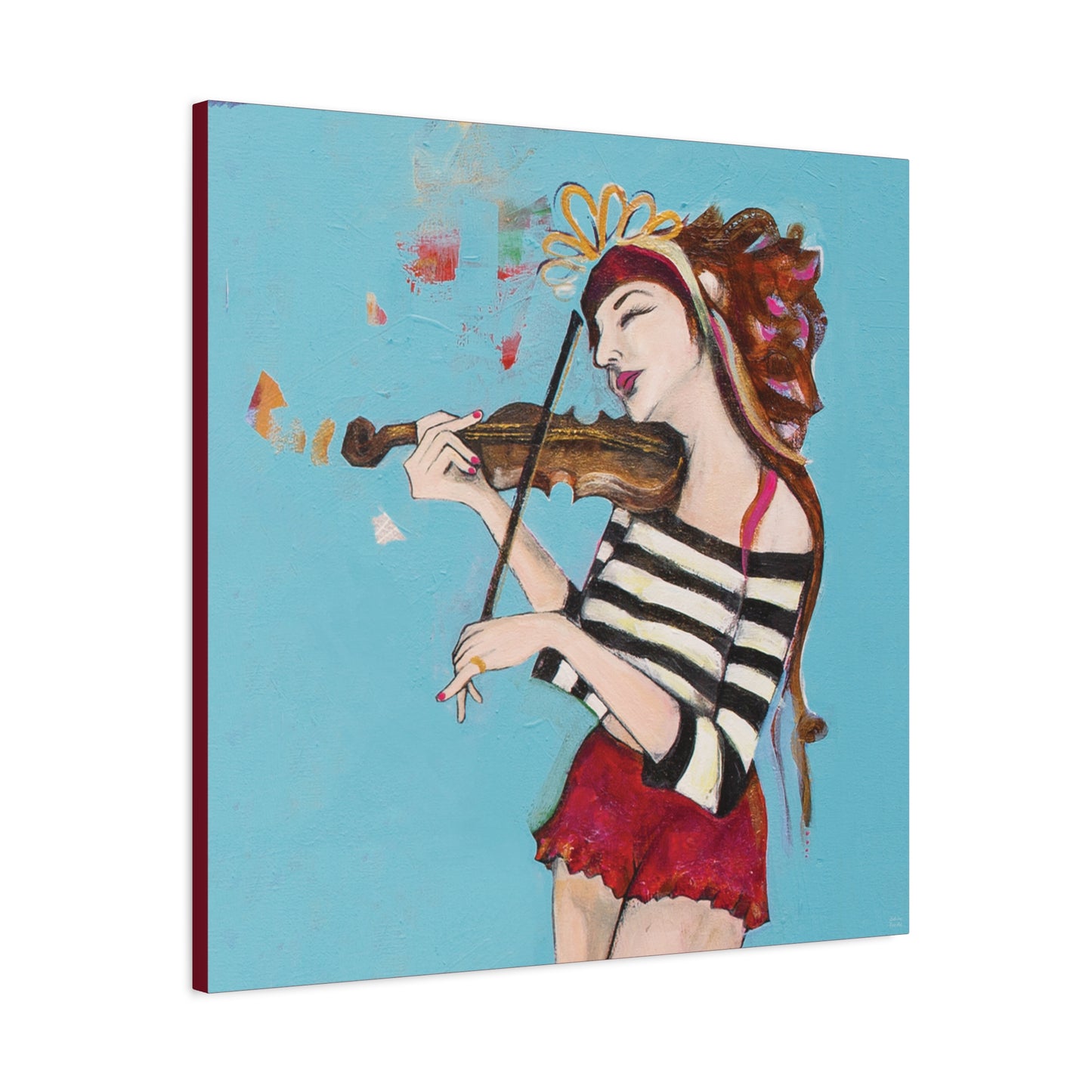 "The Violinist" Unframed Canvas Red Edge Reproduction by Zabrina Fine Art