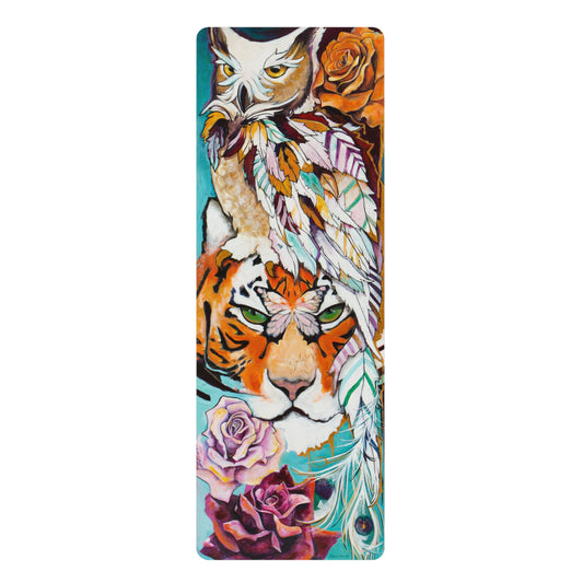 "Tiger Owl" Microsuede Top Rubber Yoga Mat by Zabrina Fine Art