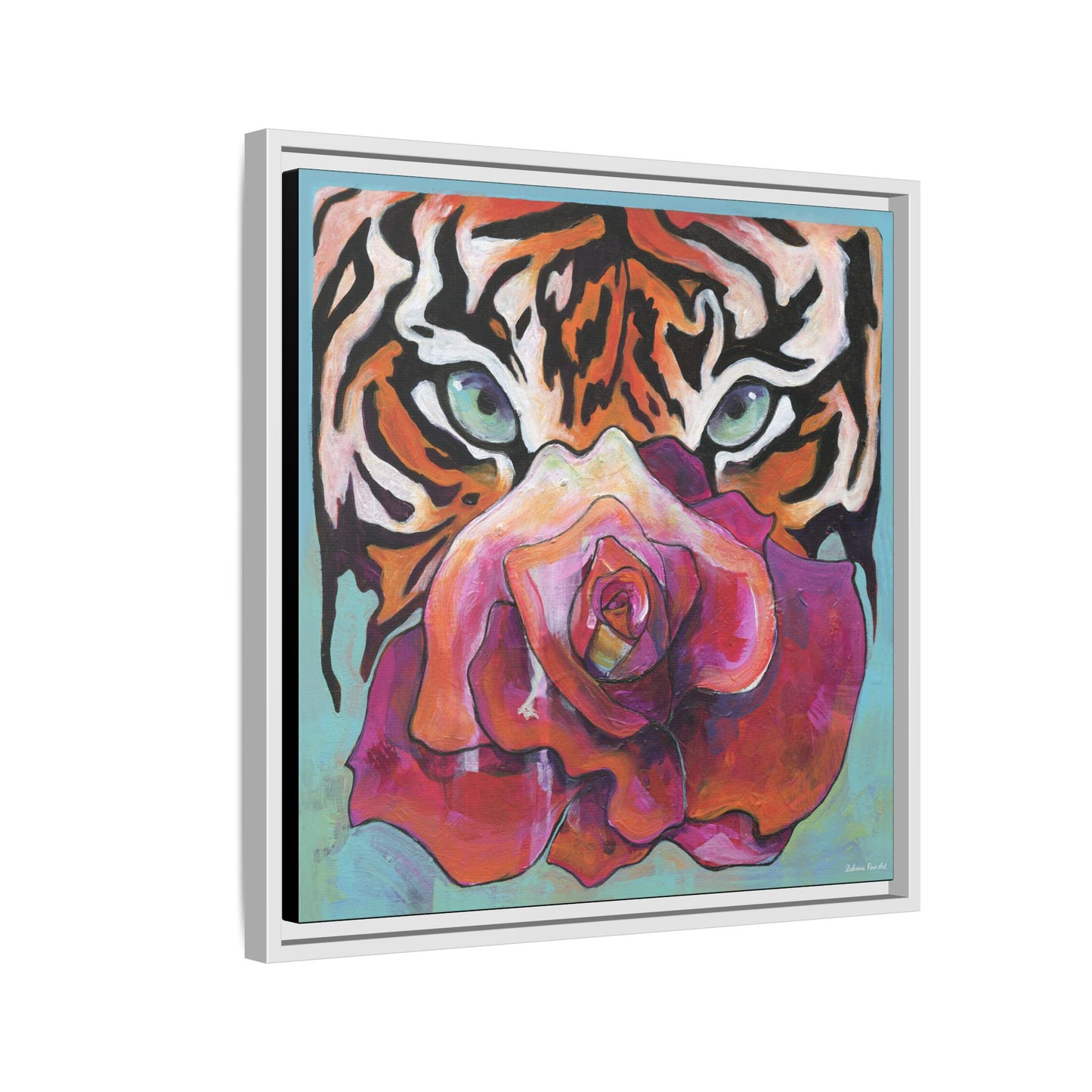"Tiger Rose" Framed Canvas Fine Art Reproduction by Zabrina Fine Art