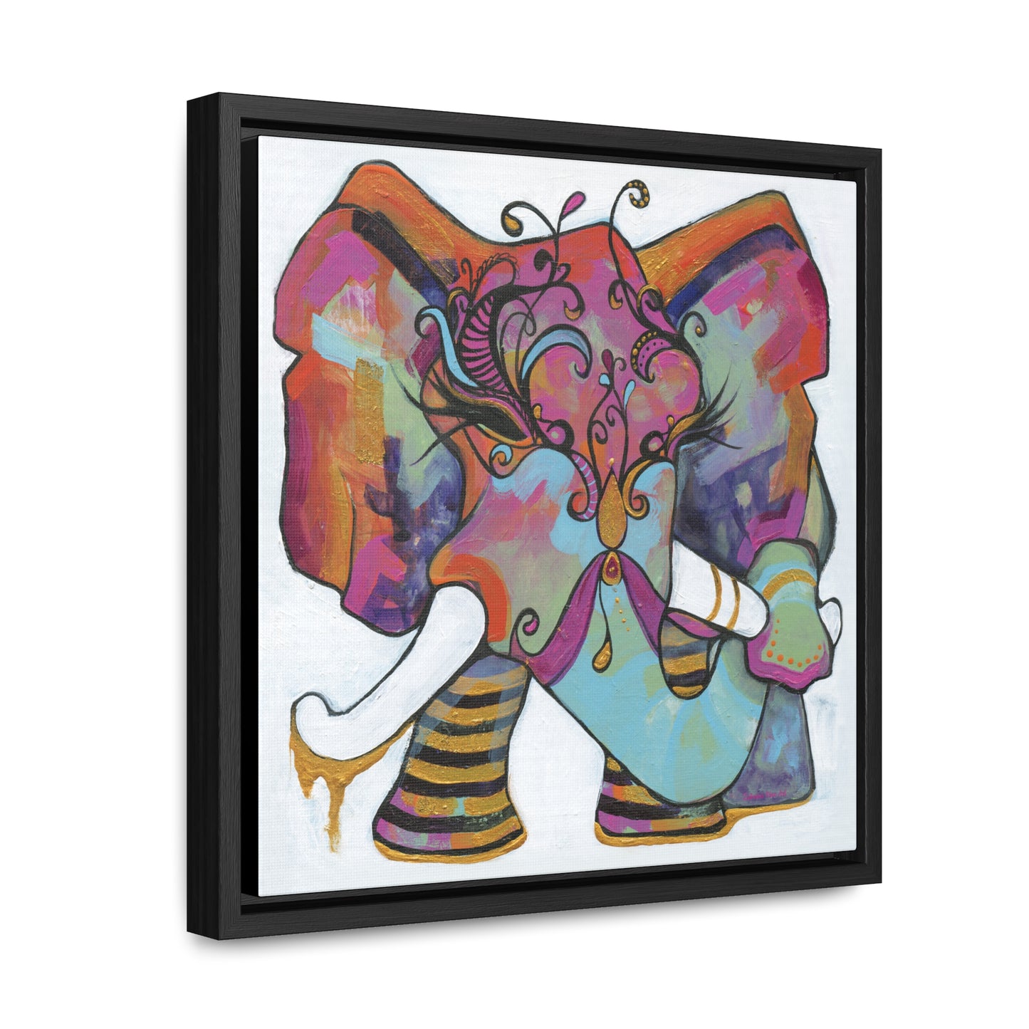 "Masquerade Elephant" Framed Canvas Fine Art Reproduction by Zabrina Fine Art