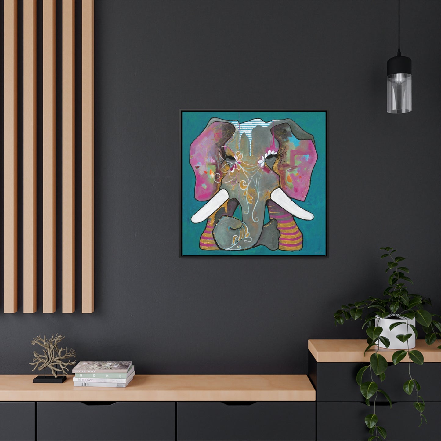 "Romeo Elephant" Framed Canvas Fine Art Reproduction by Zabrina Fine Art