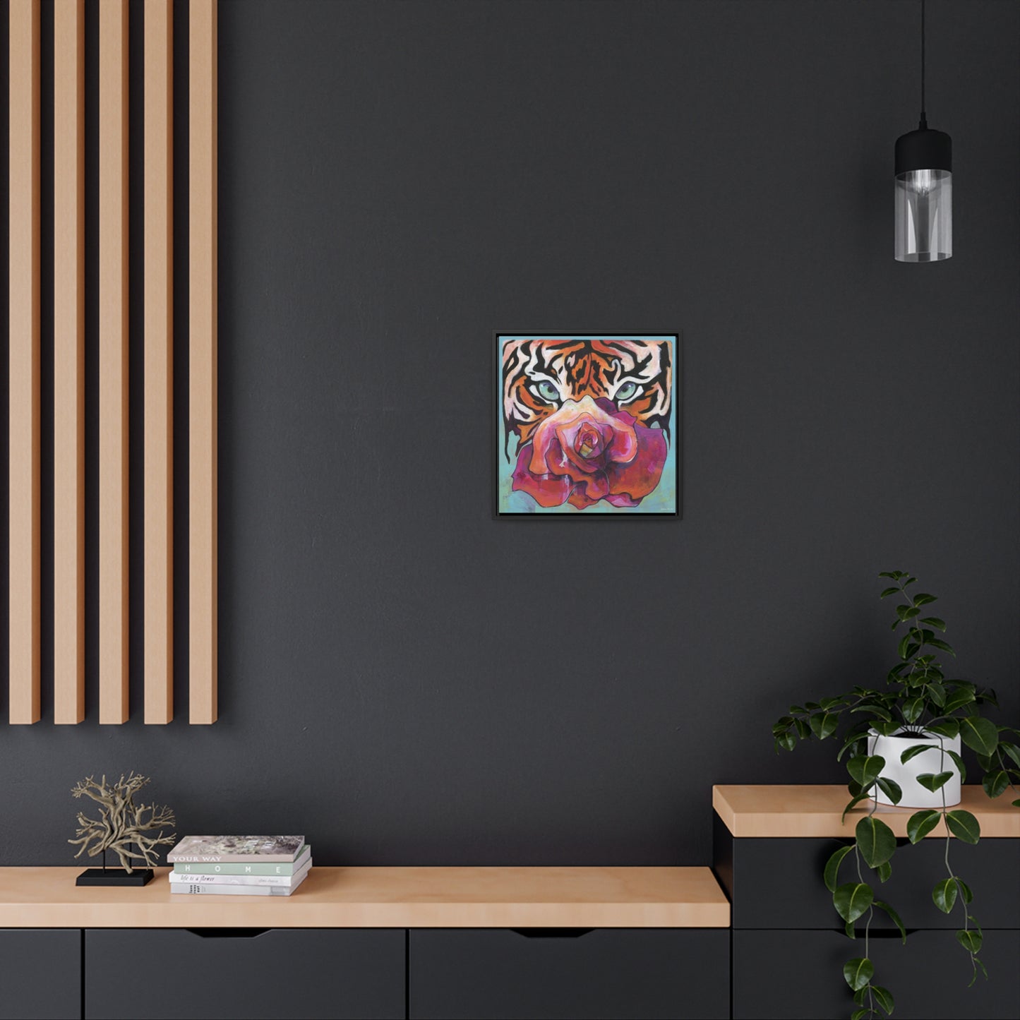 "Tiger Rose" Framed Canvas Fine Art Reproduction by Zabrina Fine Art