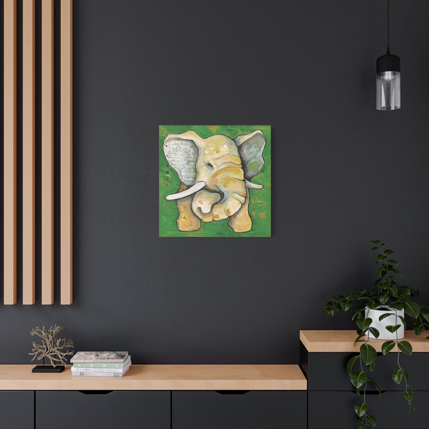 "Oak Leaf Elephant" Unframed Canvas Yellow Edge Reproduction by Zabrina Fine Art