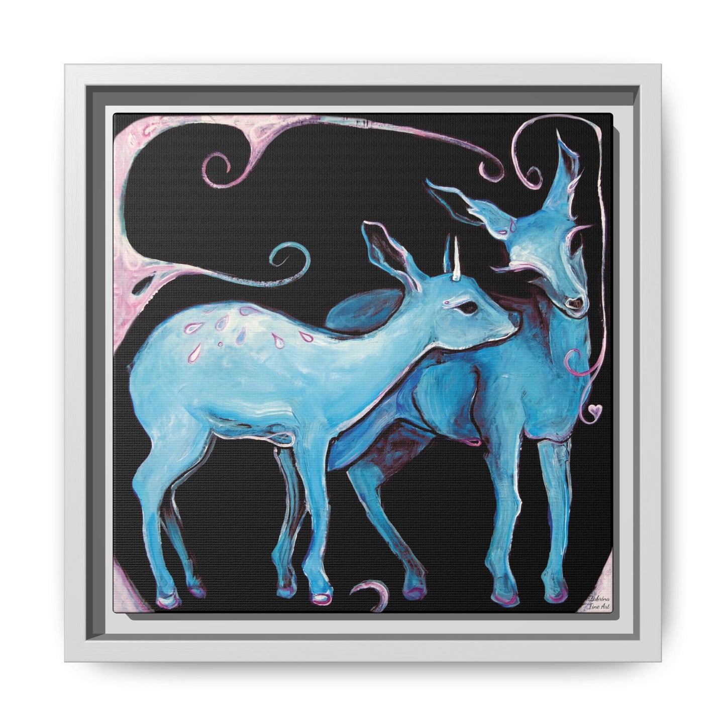 "Deer Love" Framed Canvas Fine Art Reproduction by Zabrina Fine Art