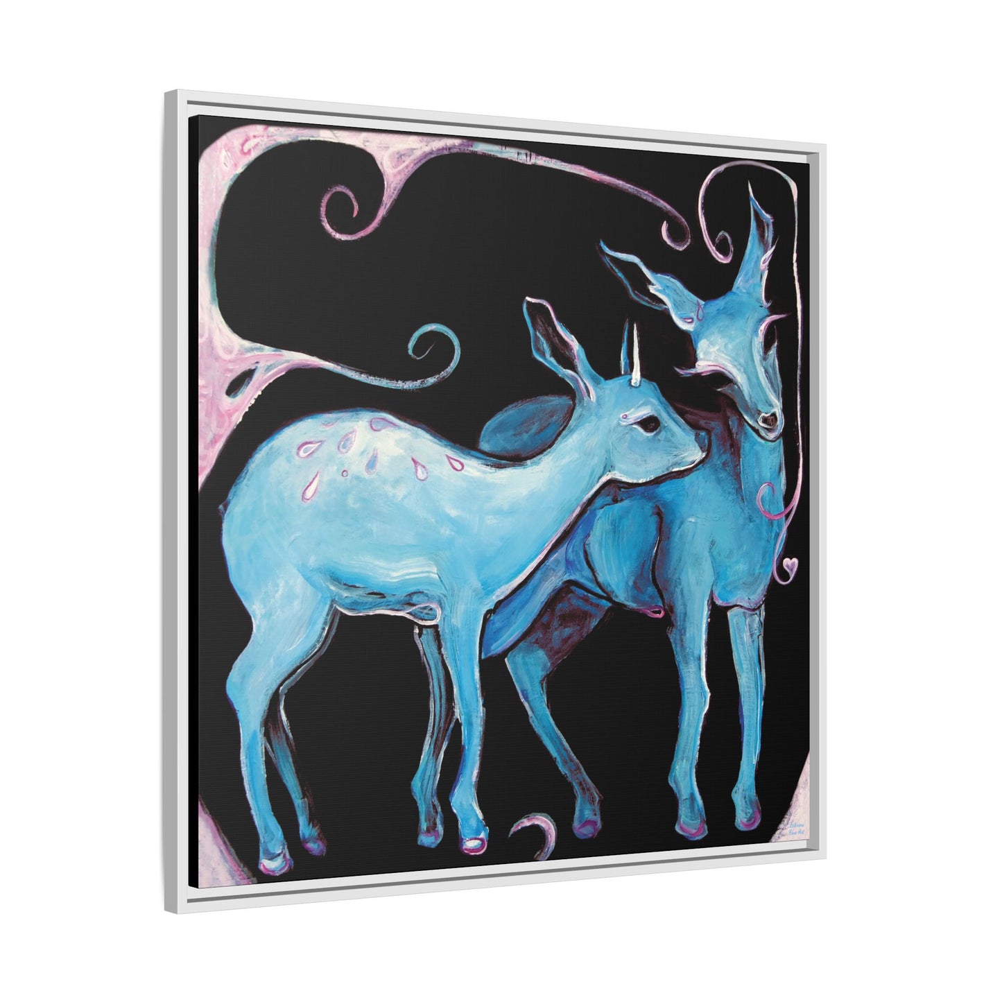 "Deer Love" Framed Canvas Fine Art Reproduction by Zabrina Fine Art
