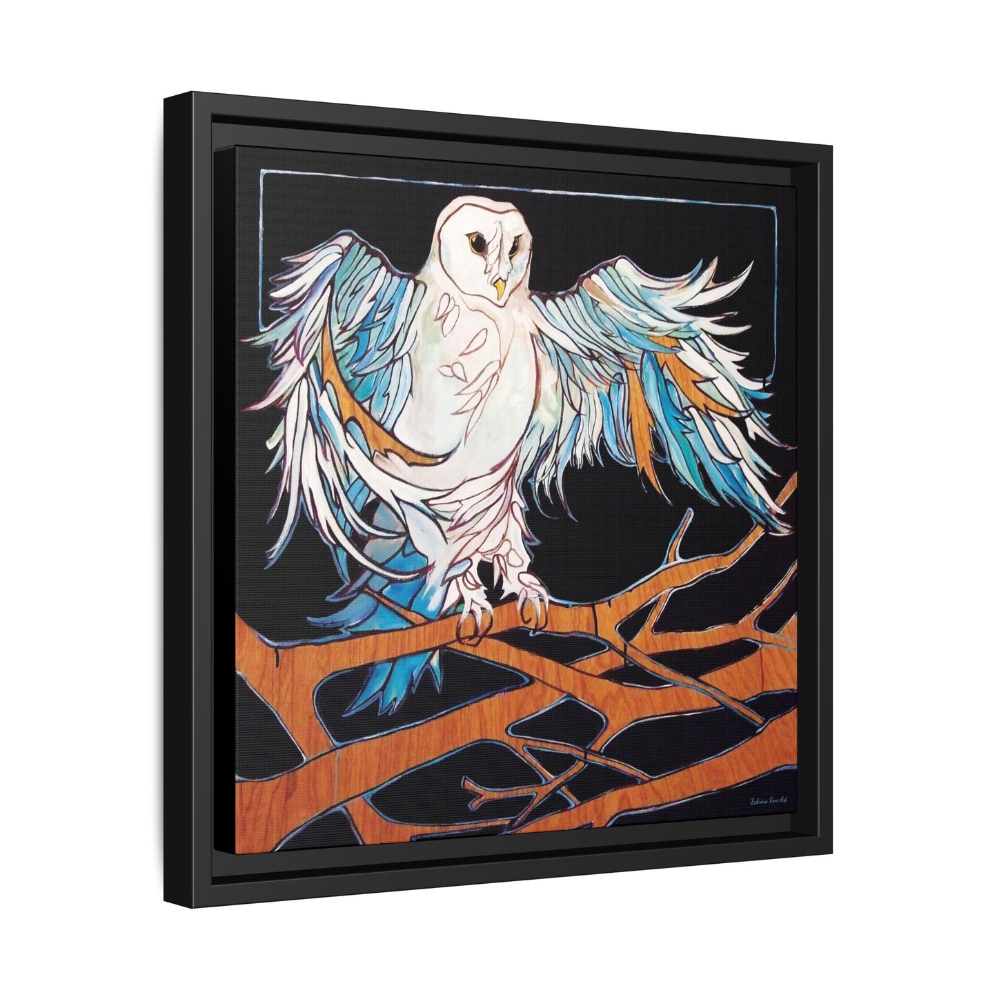 "Blue Owl" Framed Canvas Fine Art Reproduction by Zabrina Fine Art