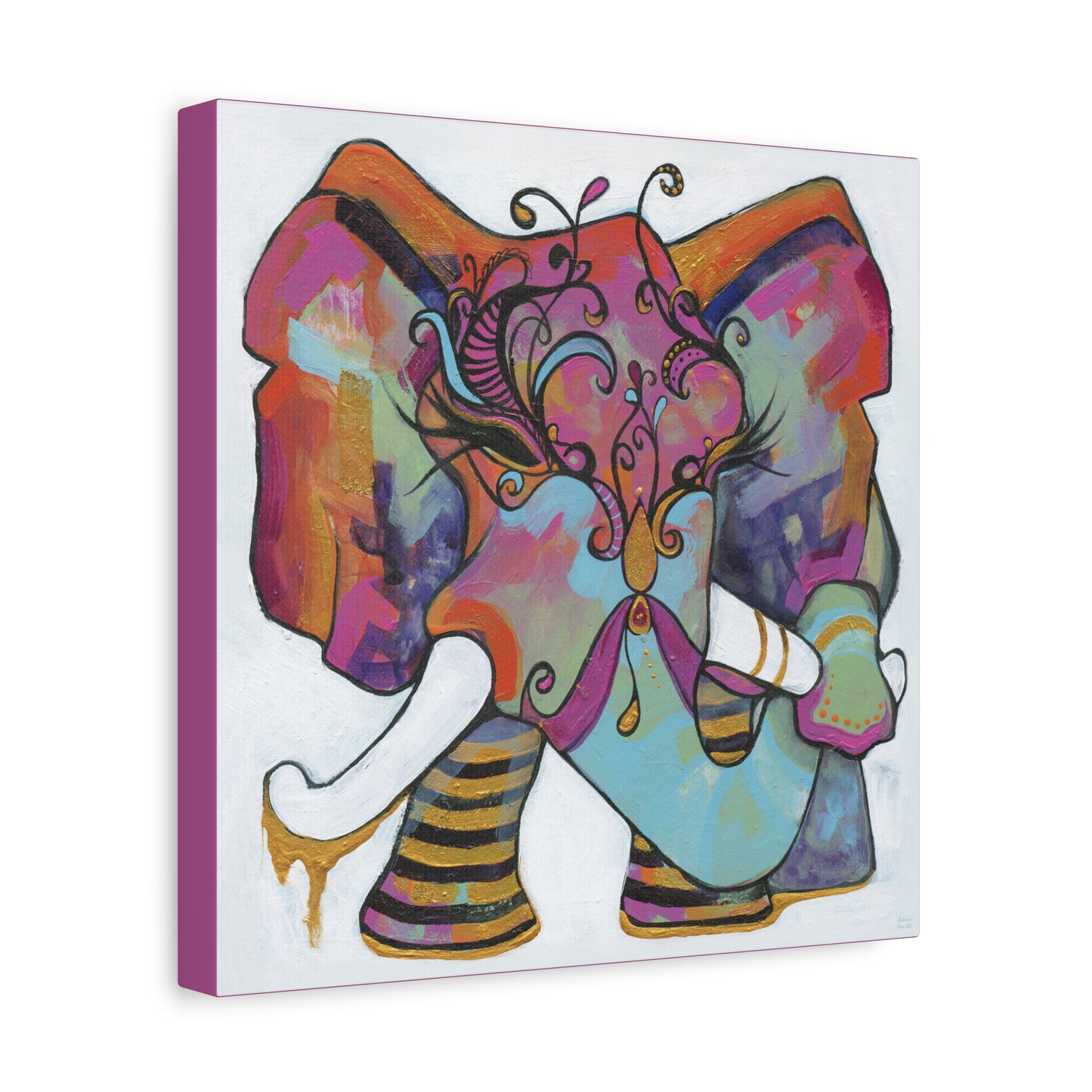 "Masquerade Elephant" Unframed Canvas Hot Pink Edge Reproduction by Zabrina Fine Art