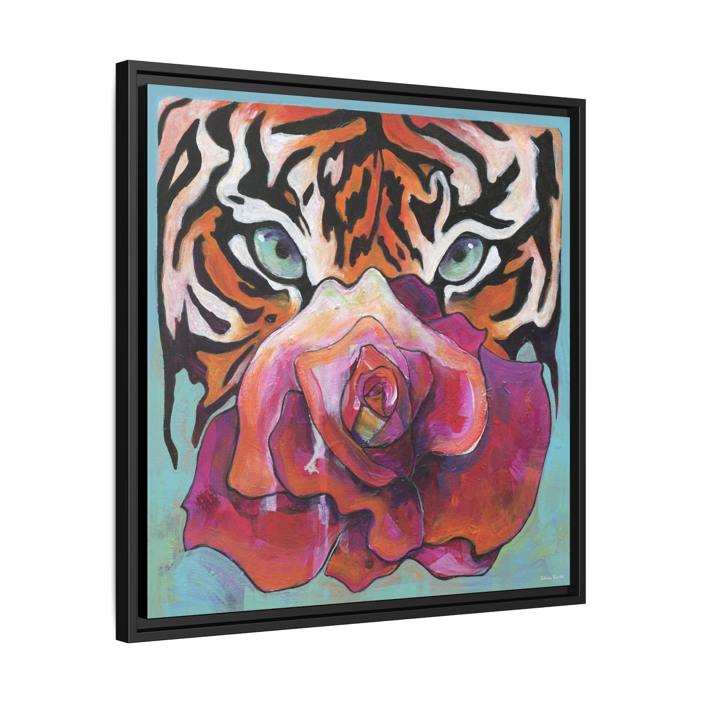 "Tiger Rose" Framed Canvas Fine Art Reproduction by Zabrina Fine Art