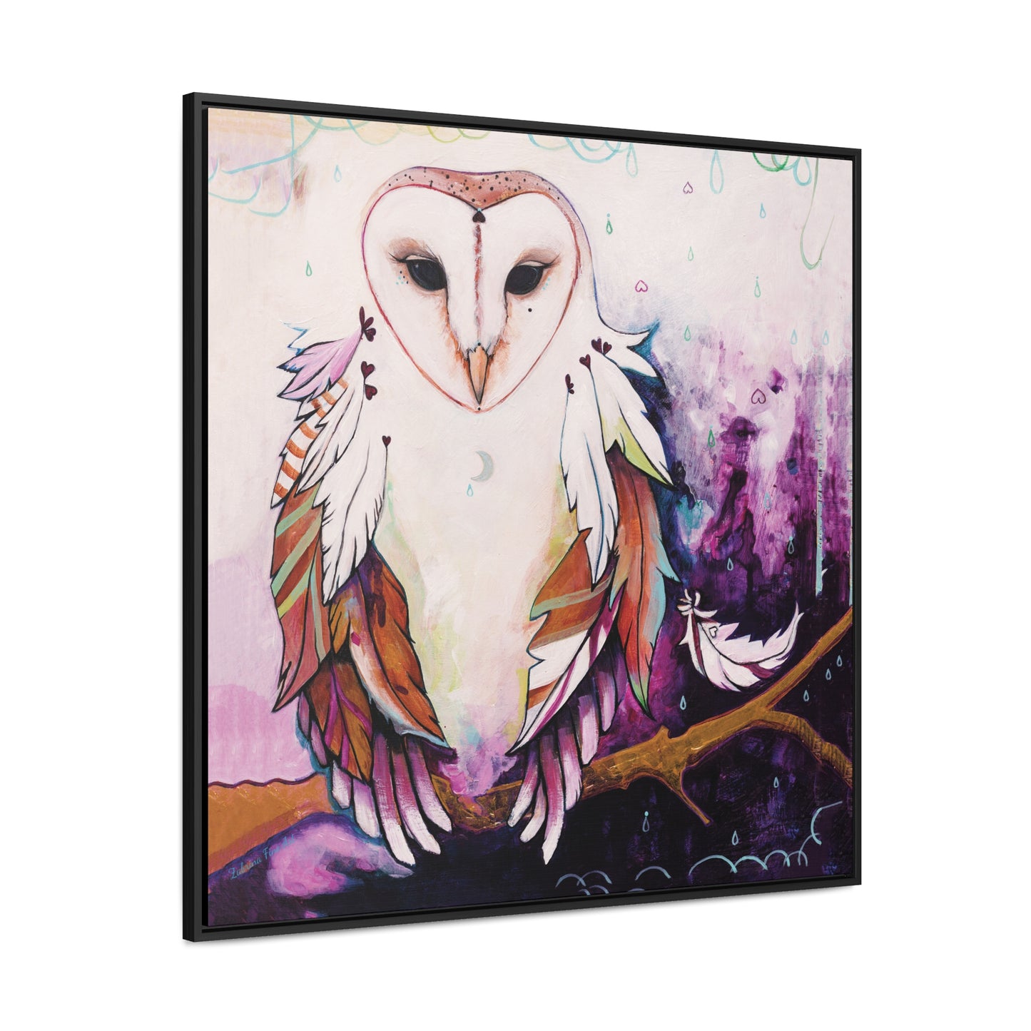 "Rainy Day Owl" Framed Canvas Fine Art Reproduction by Zabrina Fine Art