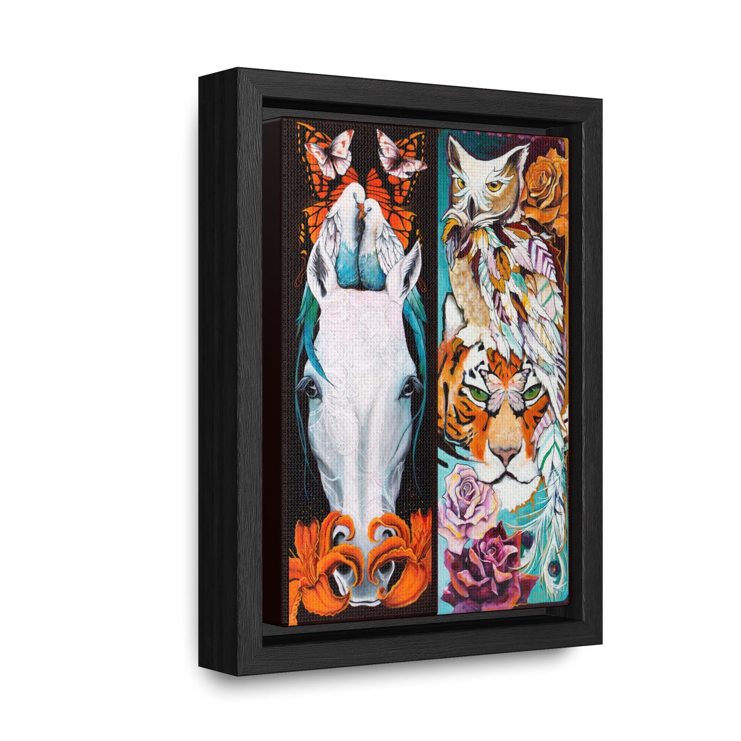 "The Tiger and The Mare" Framed Canvas Fine Art Reproduction by Zabrina Fine Art