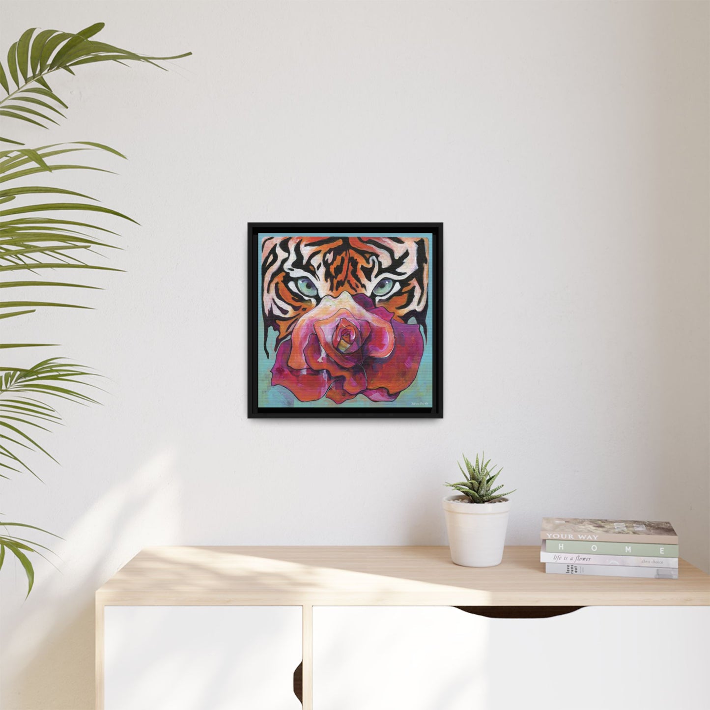 "Tiger Rose" Framed Canvas Fine Art Reproduction by Zabrina Fine Art