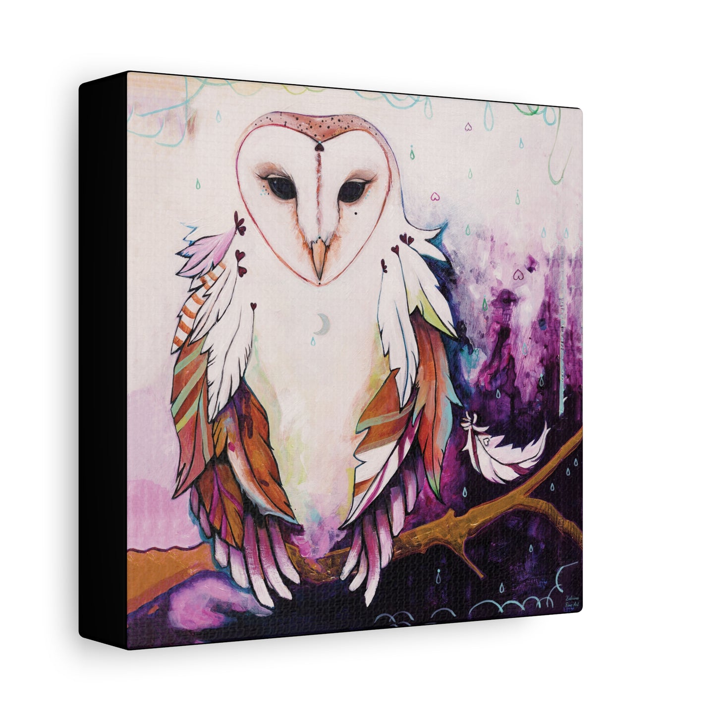 "Rainy Day Owl" Unframed Canvas Black Edge Reproduction by Zabrina Fine Art