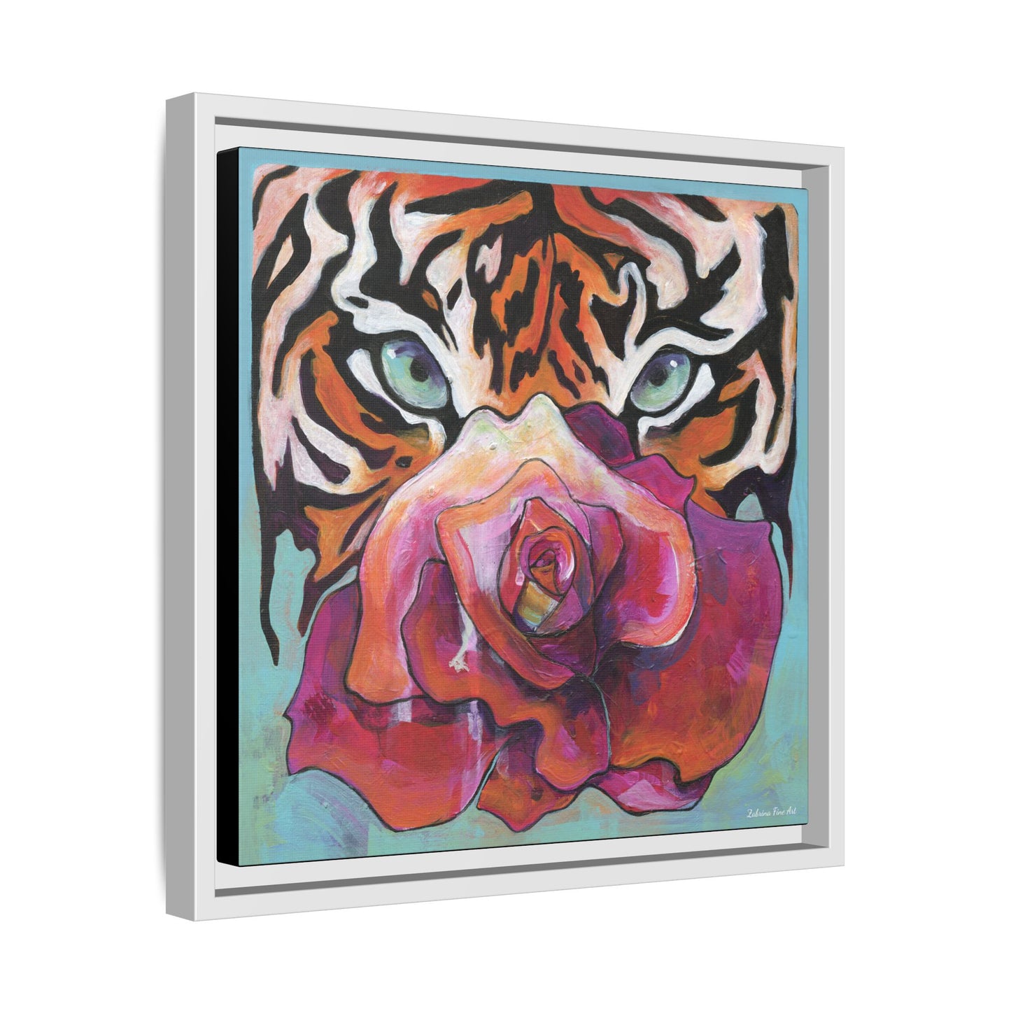 "Tiger Rose" Framed Canvas Fine Art Reproduction by Zabrina Fine Art
