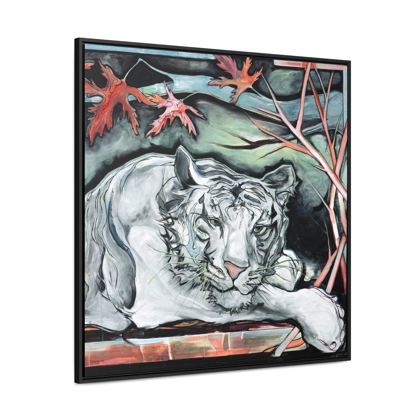 "White Tiger Portrait" Framed Canvas Fine Art Reproduction by Zabrina Fine Art