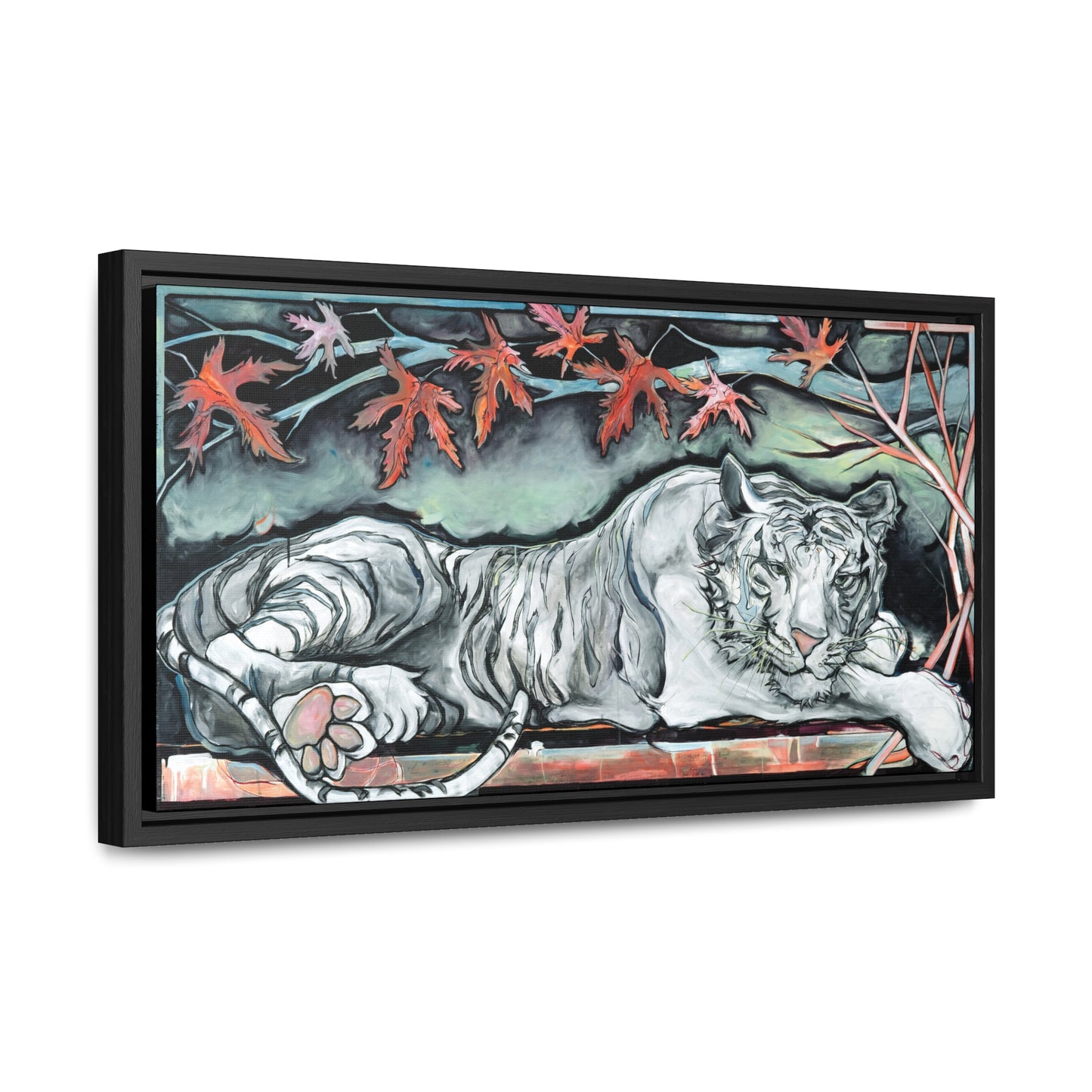 "White Tiger" Framed Canvas Fine Art Reproduction by Zabrina Fine Art