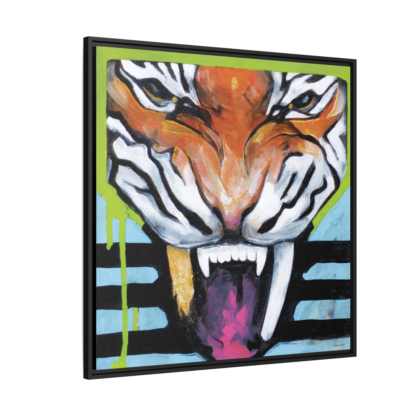 "Tiger Fang" Framed Canvas Fine Art Reproduction by Zabrina Fine Art